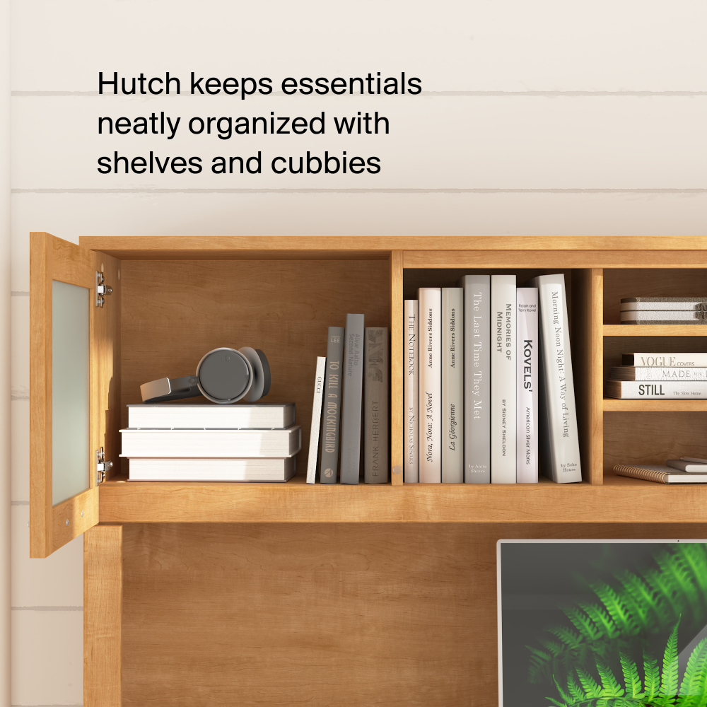 Shop Bush Home Somerset 72W L Shaped Desk with Hutch, Image 04, SET001MC, #color_maple cross