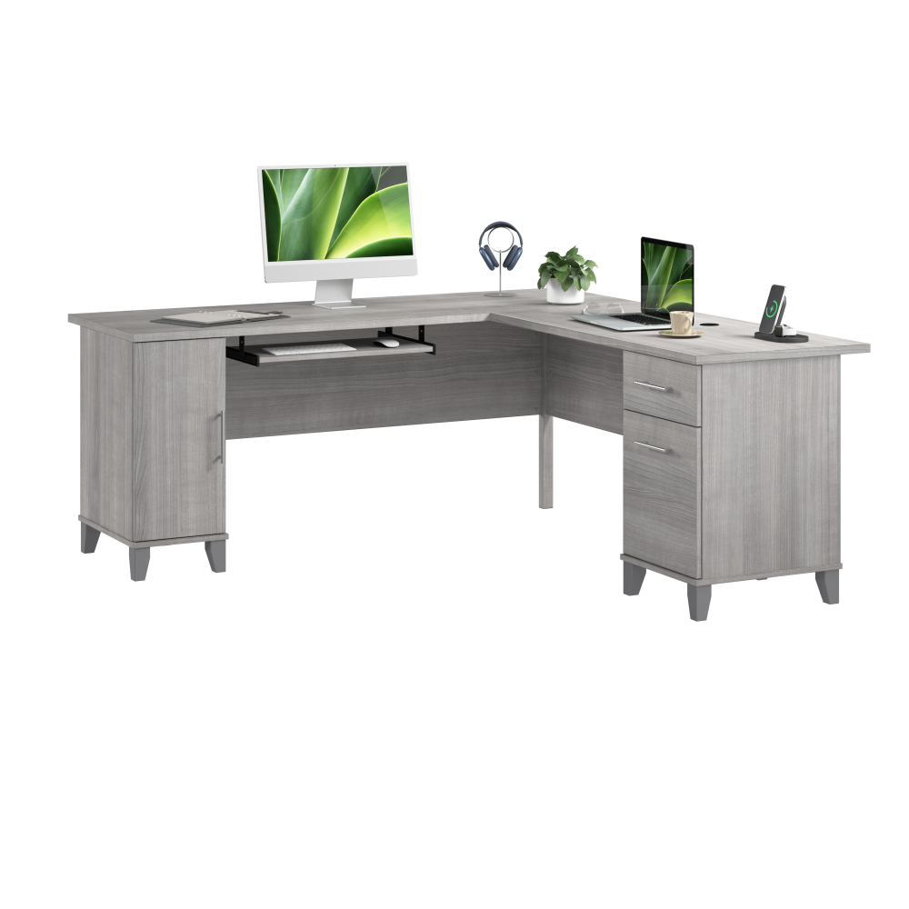 Shop Bush Home Somerset 72W L Shaped Desk with Storage, Image 02, WC81210K, #color_platinum gray