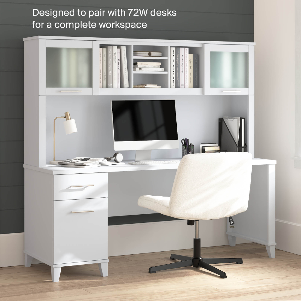 Shop Bush Home Somerset 72W Desk Hutch, Image 05, WC81911, #color_white