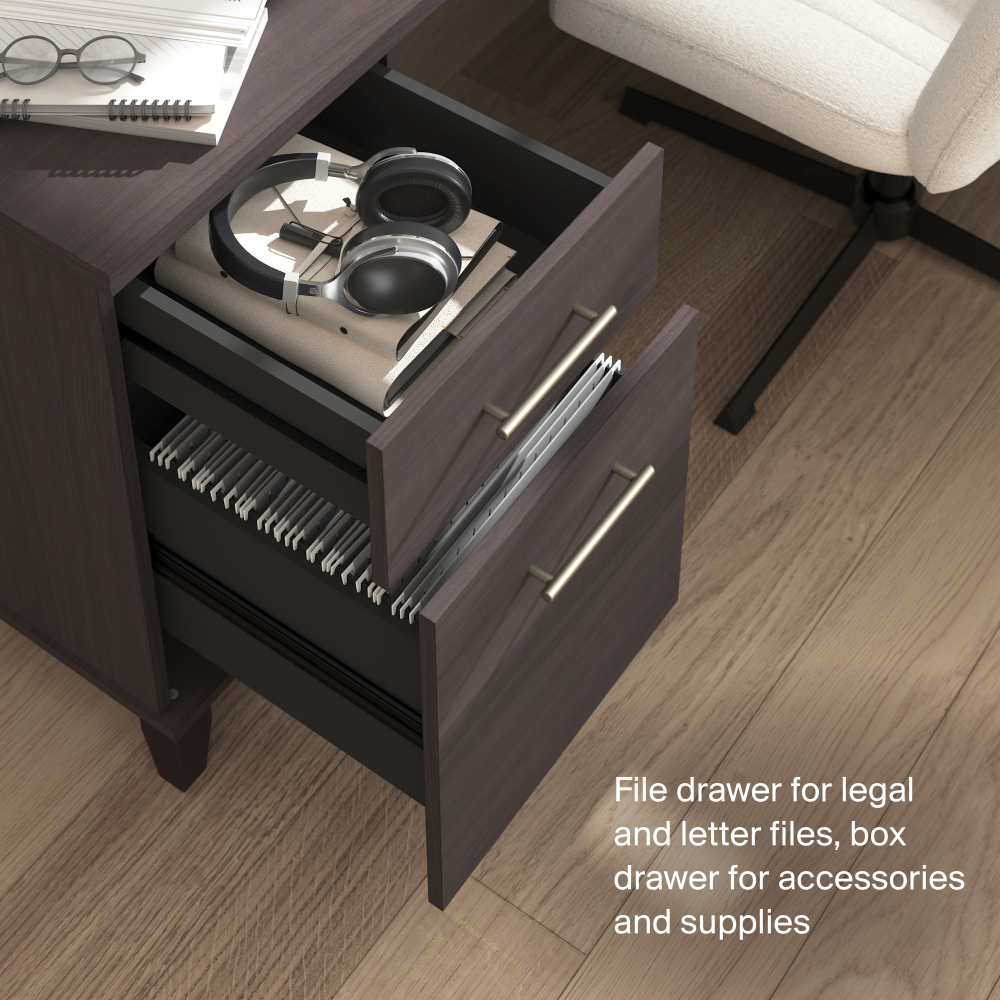 Shop Bush Home Somerset 60W L Shaped Desk with Storage, Image 05, WC81530K, #color_storm gray