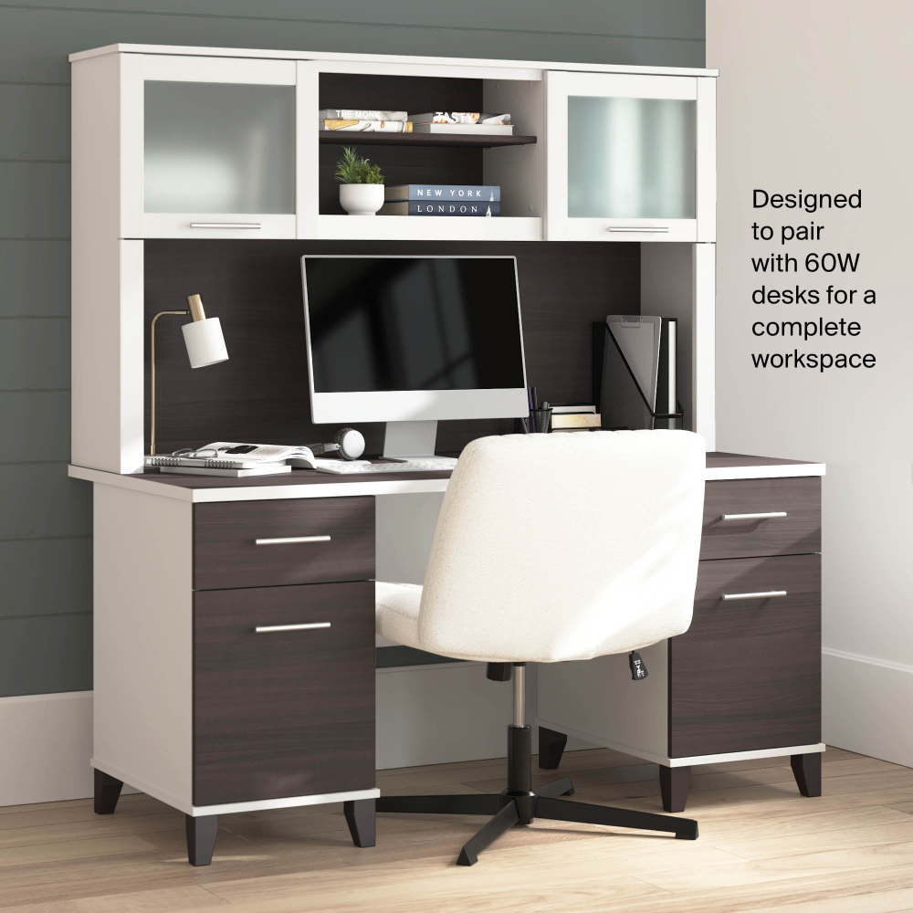 Shop Bush Home Somerset 60W Desk Hutch, Image 05, WC81031, #color_storm gray/white