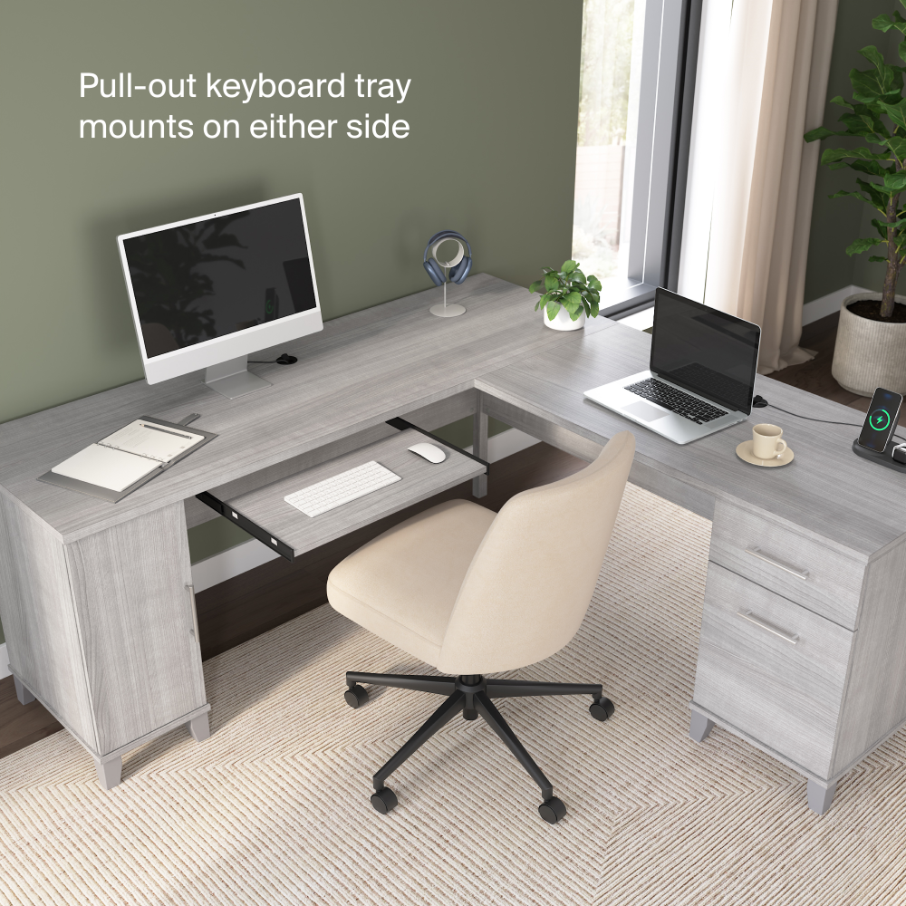 Shop Bush Home Somerset 72W L Shaped Desk with Storage, Image 06, WC81210K, #color_platinum gray