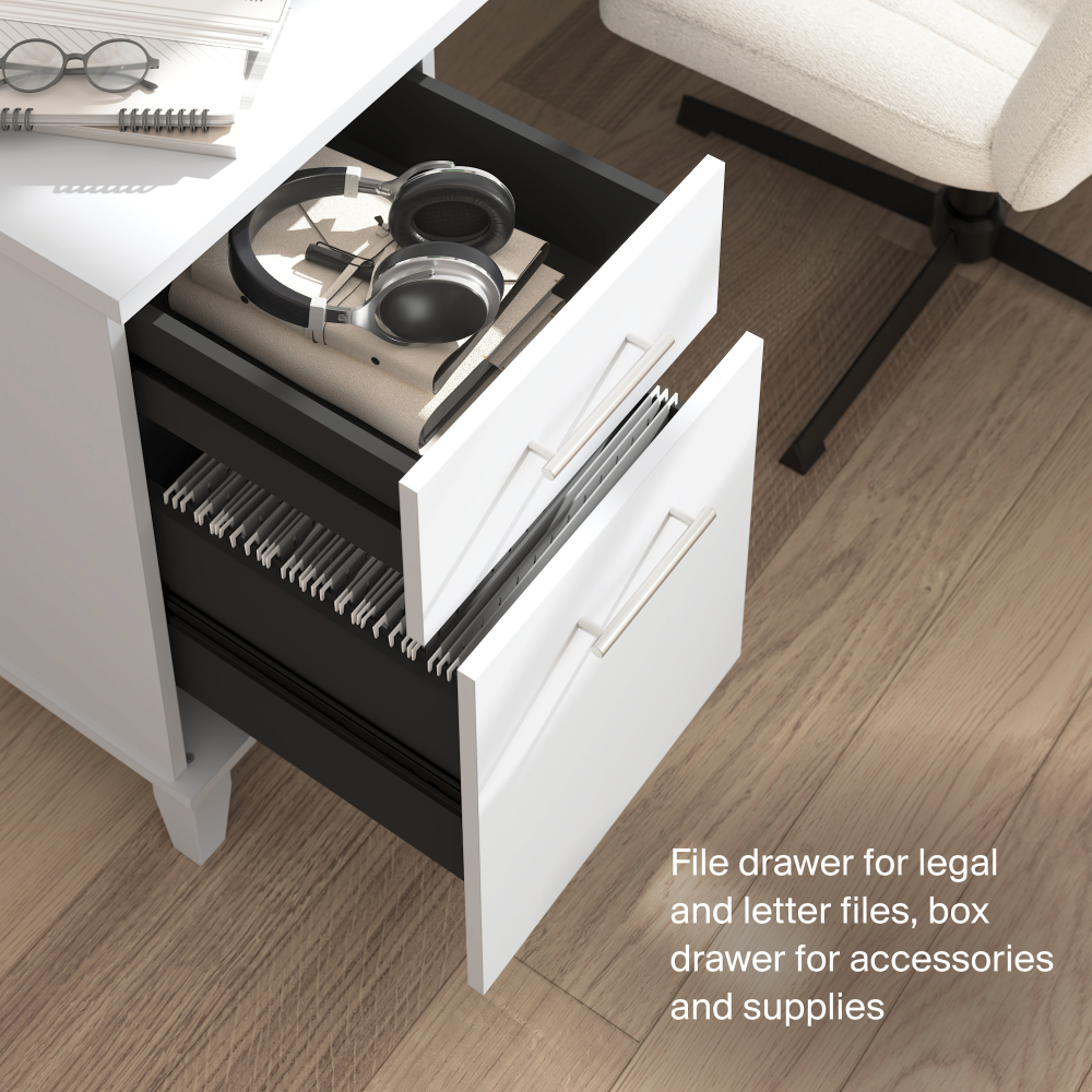 Shop Bush Home Somerset 72W L-Shaped Sit to Stand Desk with Hutch, Image 05, SET015WH, #color_white