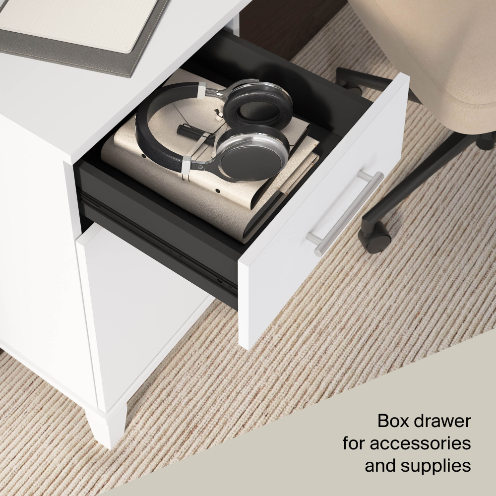 Shop Bush Home Somerset 54W Office Desk with Drawer and Storage Cabinet, Image 05, WC81954, #color_white