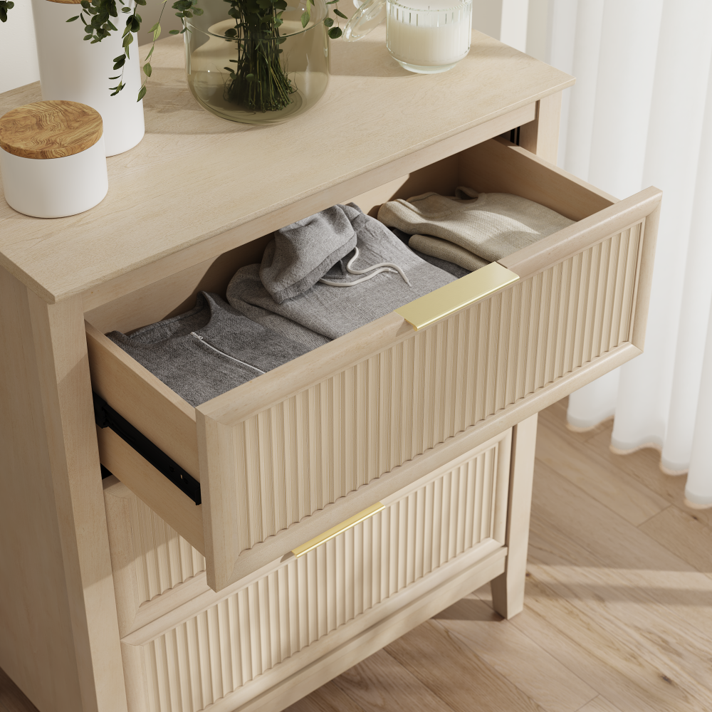 Shop Bush Home Camille Fluted 3 Drawer Dresser, Image 04, CMS130NB-03, #color_natural birch