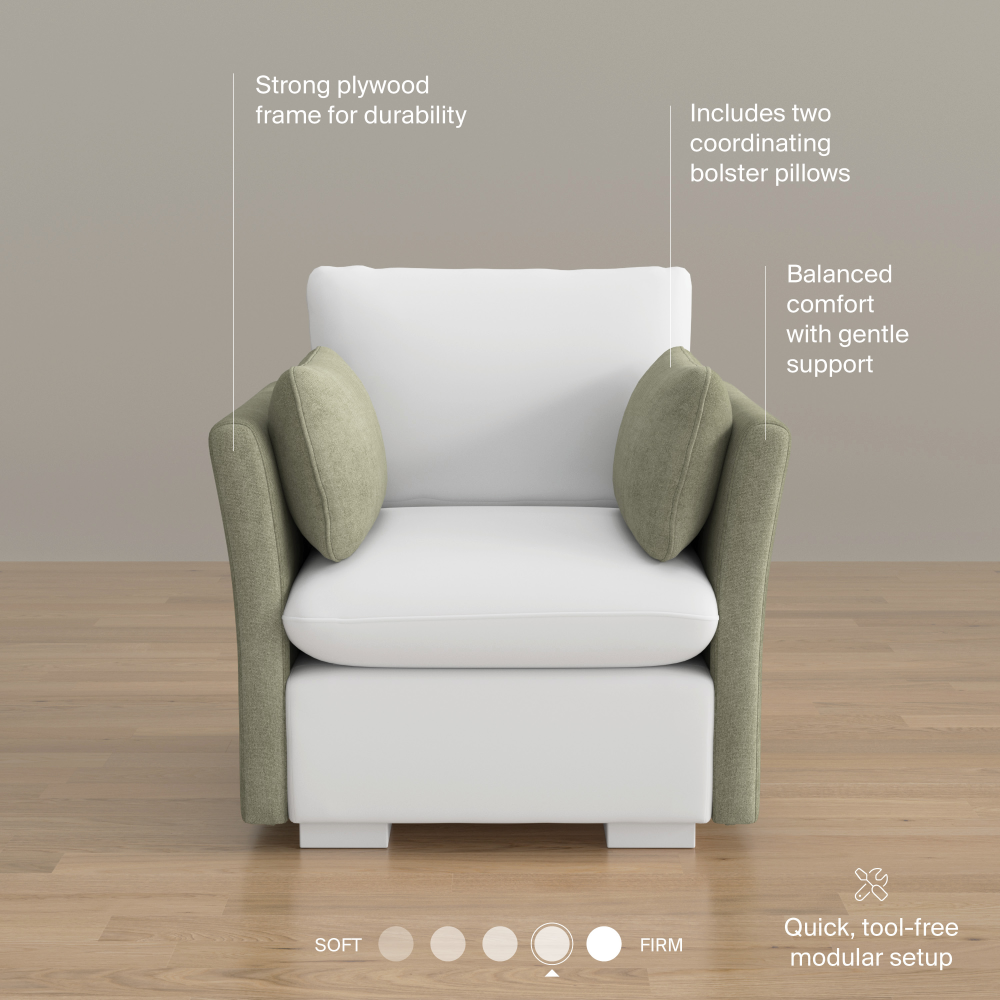 Shop Bush Home Sienna Modular Arm Set with Pillows, Image 08, SIG01USGW-03, #color_soft green
