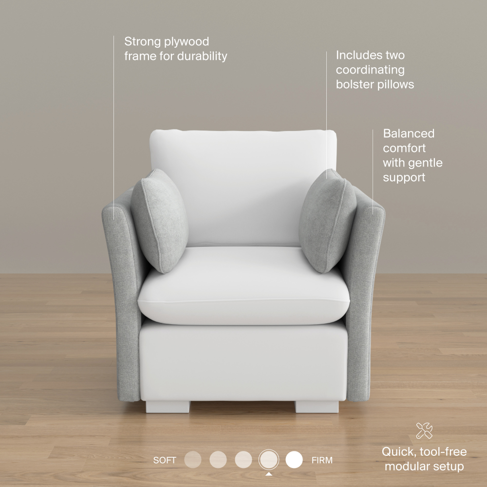 Shop Bush Home Sienna Modular Arm Set with Pillows, Image 08, SIG01UDGW-03, #color_dove gray