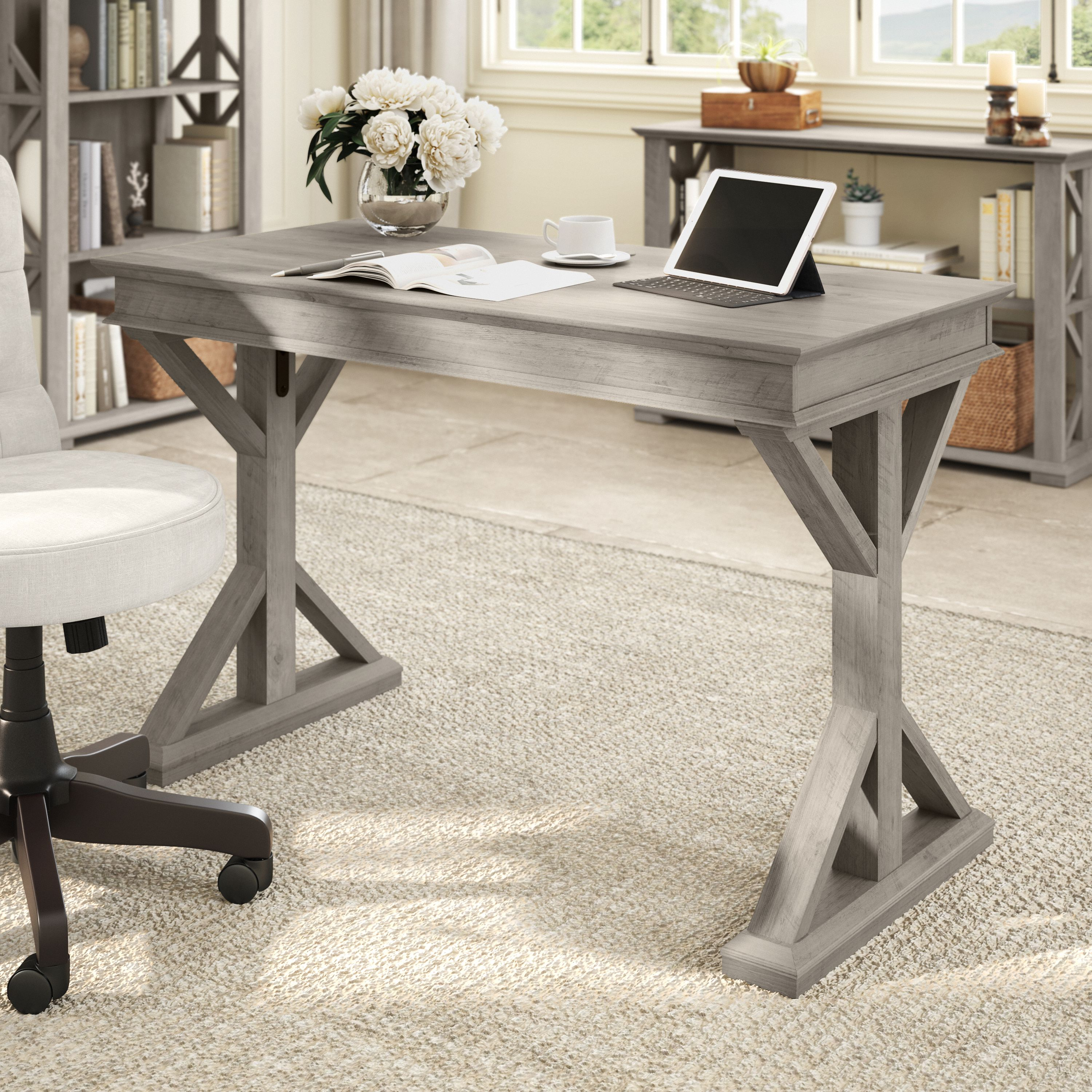 Shop Bush Furniture Homestead 48W Writing Desk 01 HOD148DG-03 #color_driftwood gray