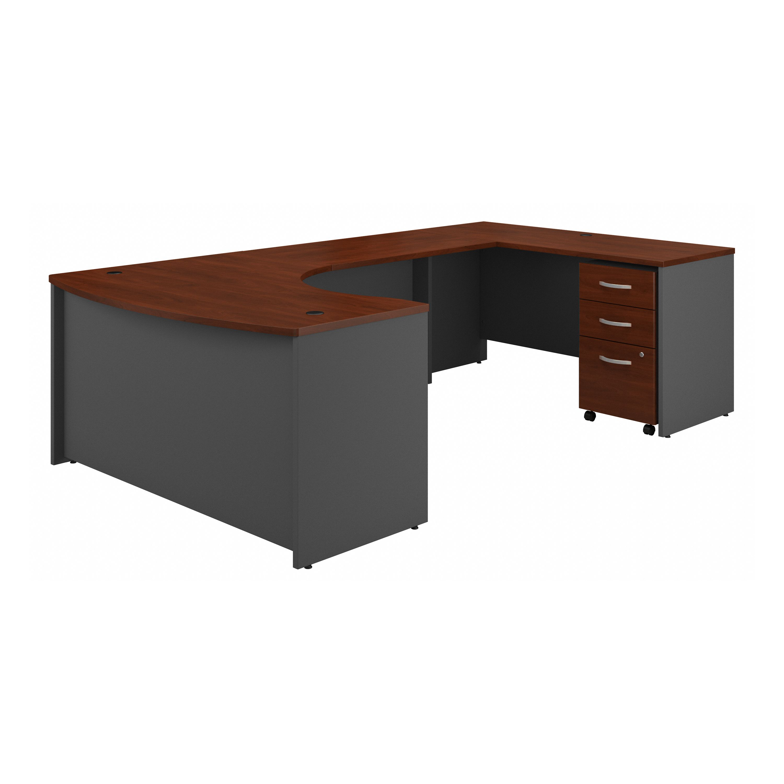 Shop Bush Business Furniture Series C 60W Right Handed Bow Front U Shaped Desk with Mobile File Cabinet 02 SRC089HCSU #color_hansen cherry/graphite gray