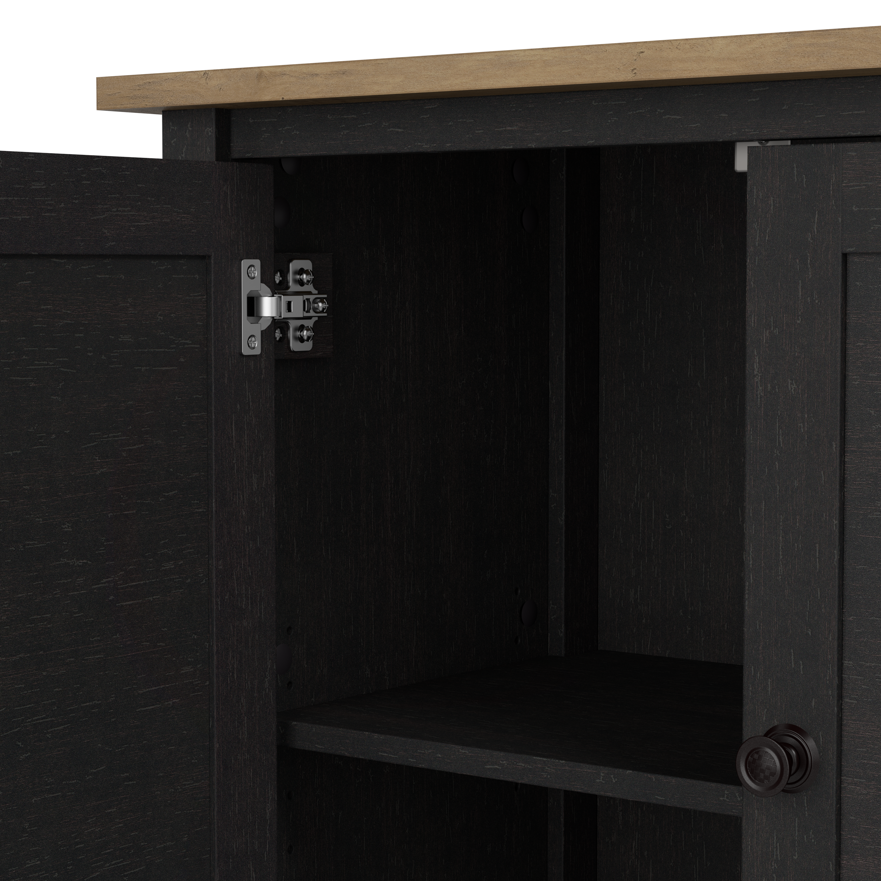 Shop Bush Furniture Mayfield 5 Shelf Bookcase with Doors 03 MAY019V2P #color_vintage black/reclaimed pine