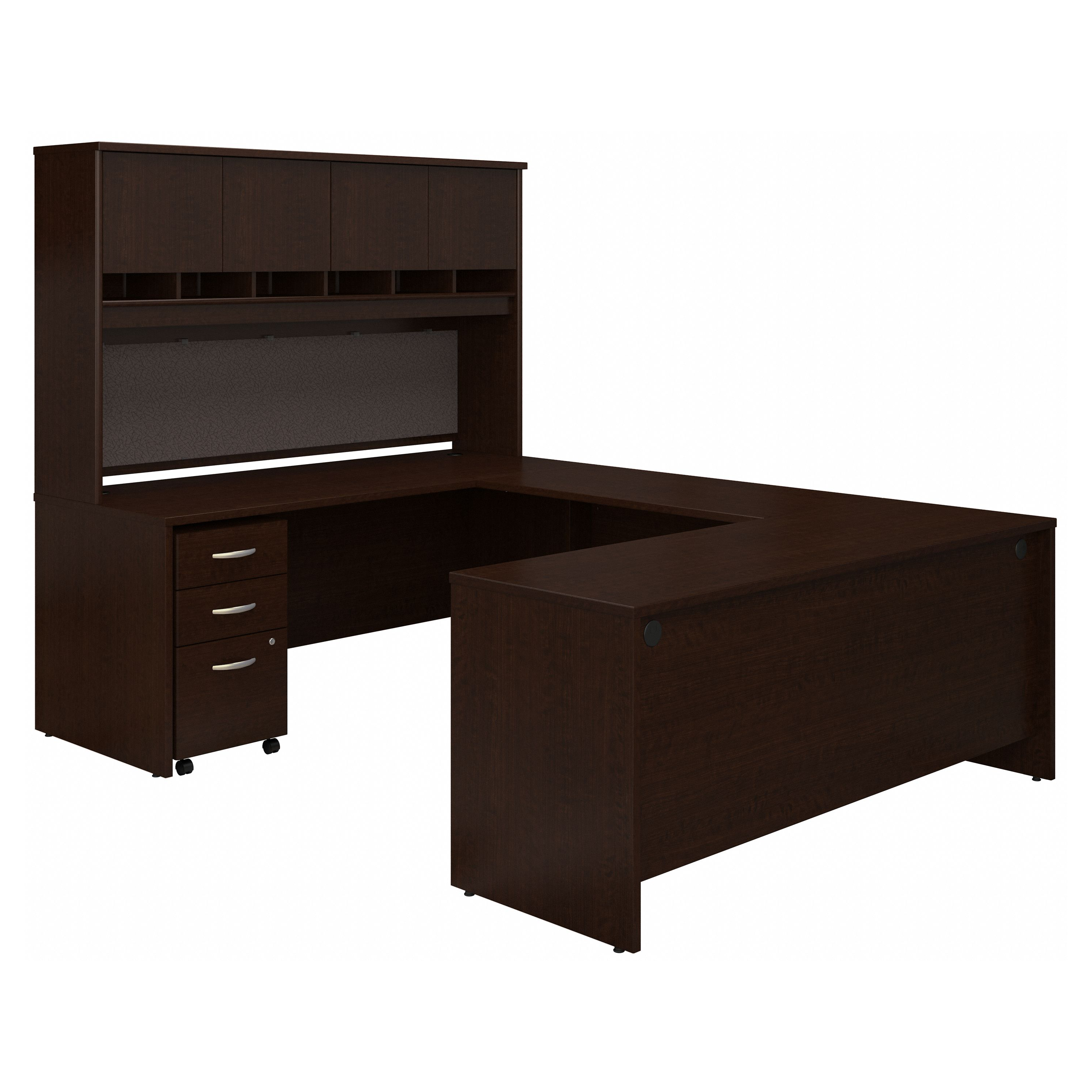 Shop Bush Business Furniture Series C 72W U Shaped Desk with Hutch and Storage 02 SRC094MRSU #color_mocha cherry