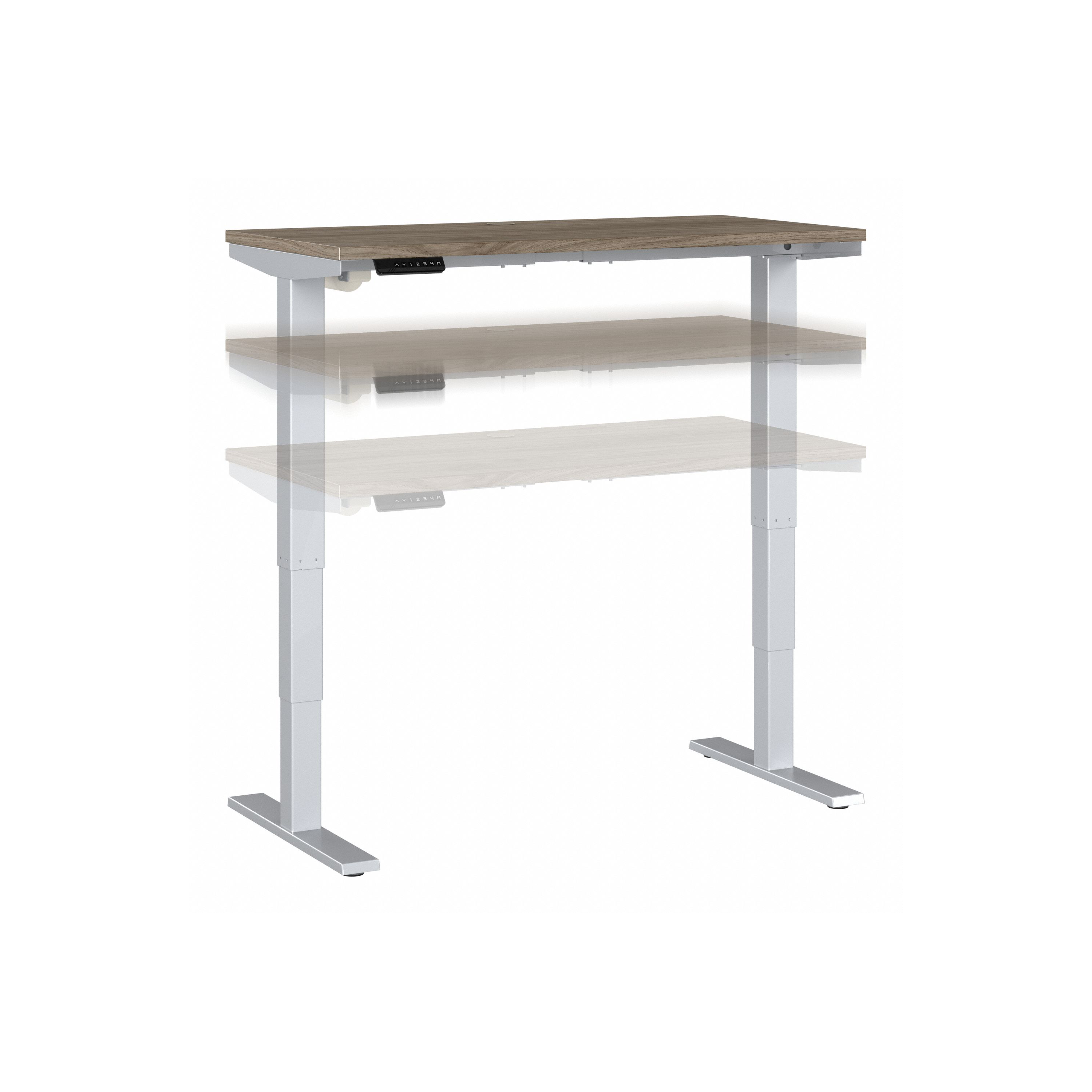 Shop Move 40 Series by Bush Business Furniture 48W x 24D Electric Height Adjustable Standing Desk 02 M4S4824MHSK #color_modern hickory/cool gray metallic