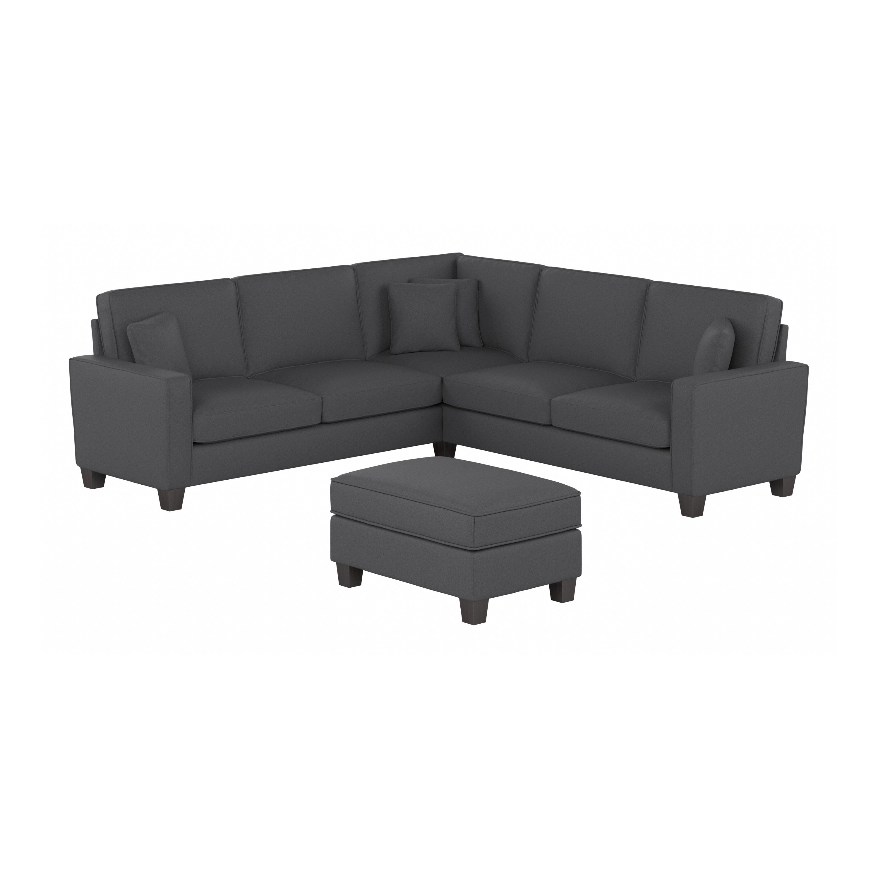 Shop Bush Furniture Stockton 99W L Shaped Sectional Couch with Ottoman 02 SKT003CGH #color_charcoal gray herringbone fabr