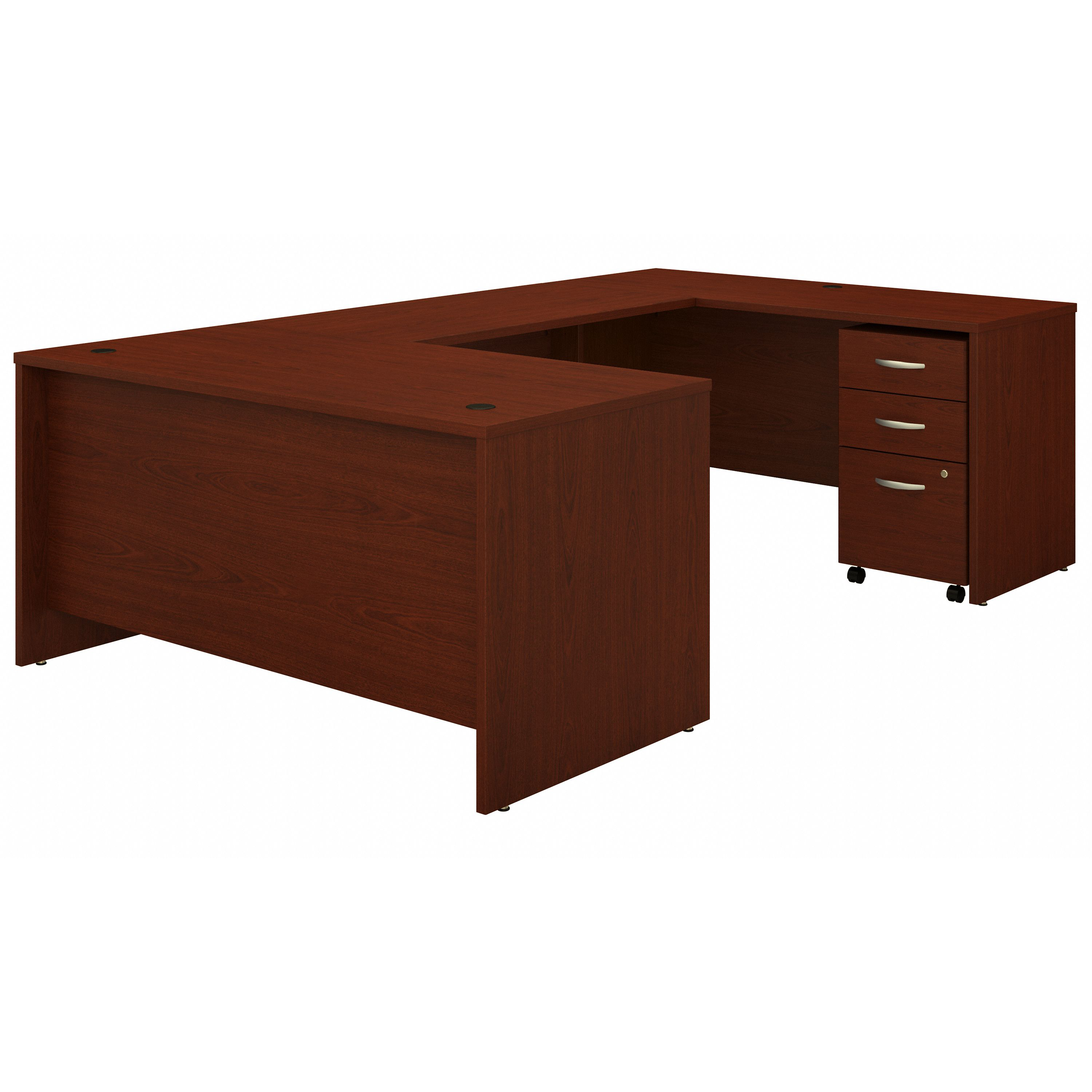 Shop Bush Business Furniture Series C 60W U Shaped Desk with 3 Drawer Mobile File Cabinet 02 SRC148MASU #color_mahogany