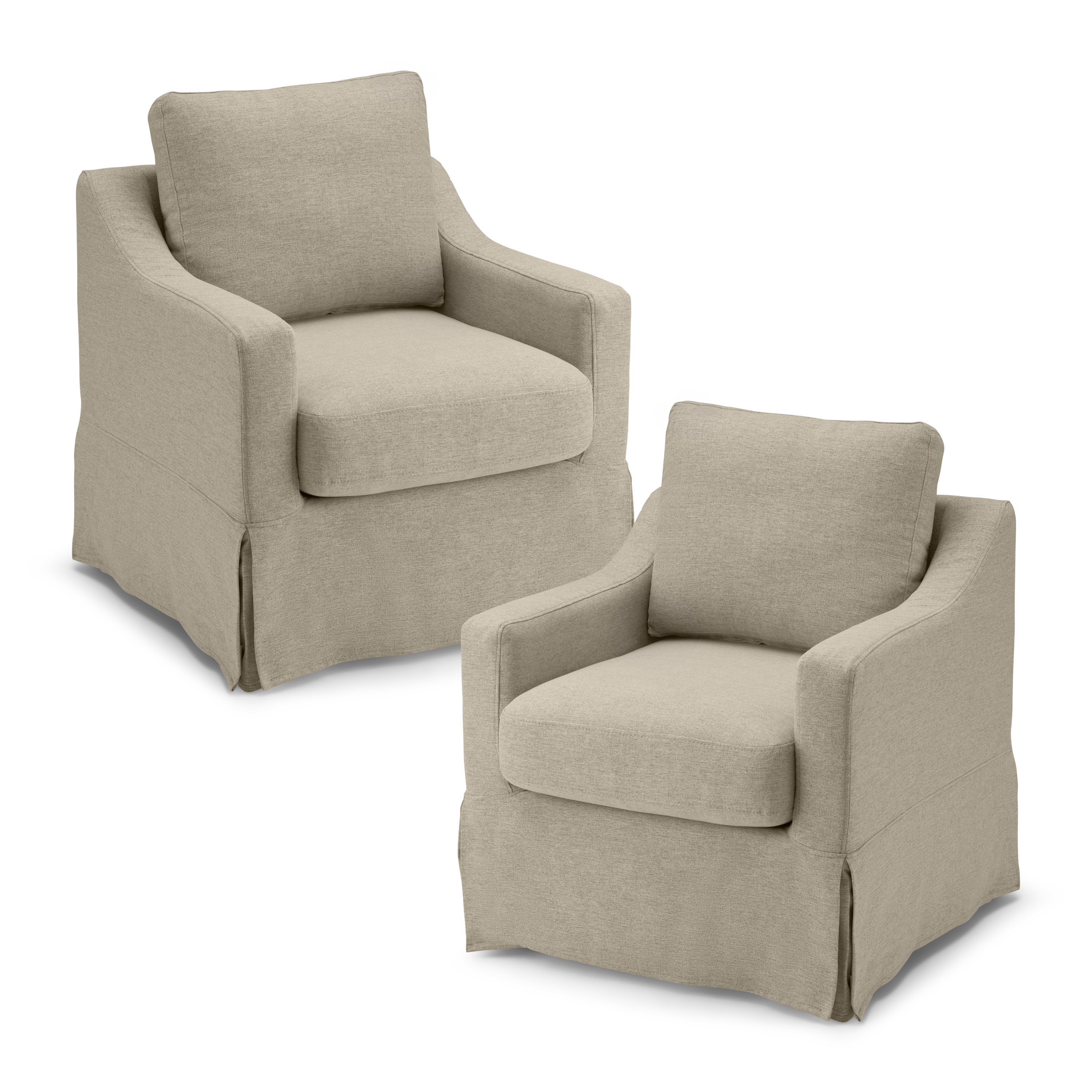 Shop Bush Home Harper Swivel Accent Chairs with Slipcovers - Set of 2 HAR001SDB 1 #color_sand basketweave fabric