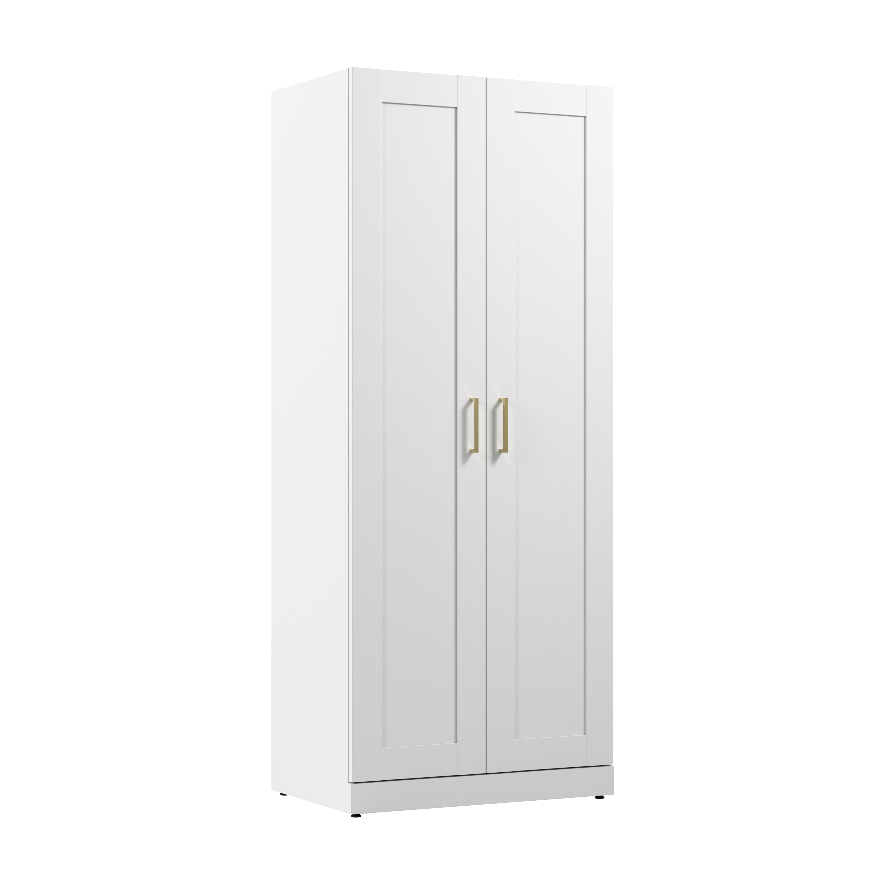 Shop Bush Furniture Hampton Heights 30W Tall Storage Cabinet with Doors and Shelves 02 HHS630WHK #color_white