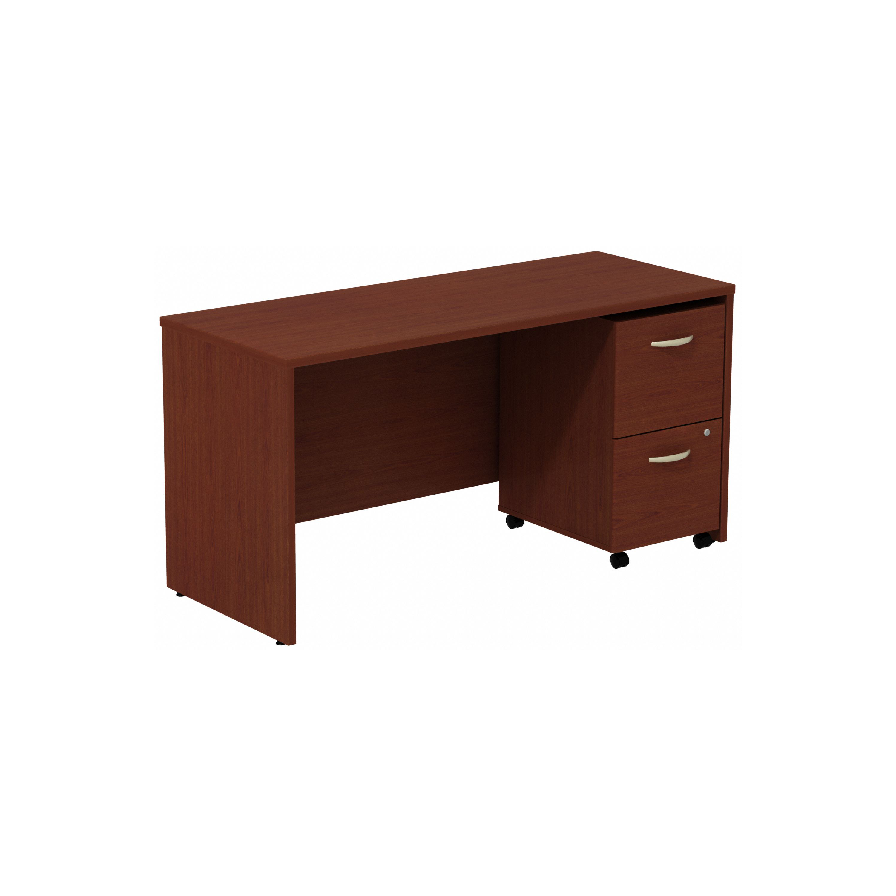 Shop Bush Business Furniture Series C Desk Credenza with 2 Drawer Mobile Pedestal 02 SRC029MASU #color_mahogany