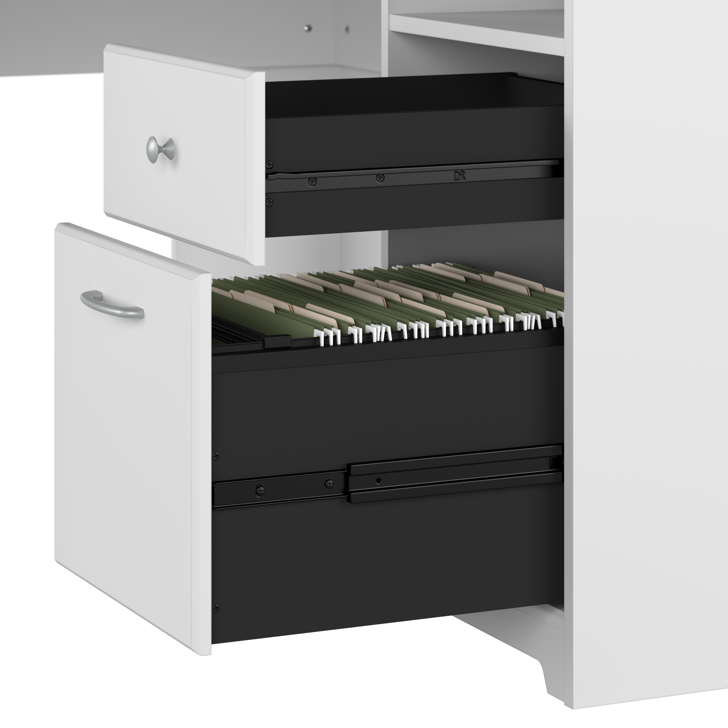 Shop Bush Furniture Cabot 60W L Shaped Computer Desk with Hutch and 5 Shelf Bookcase 07 CAB011WHN #color_white