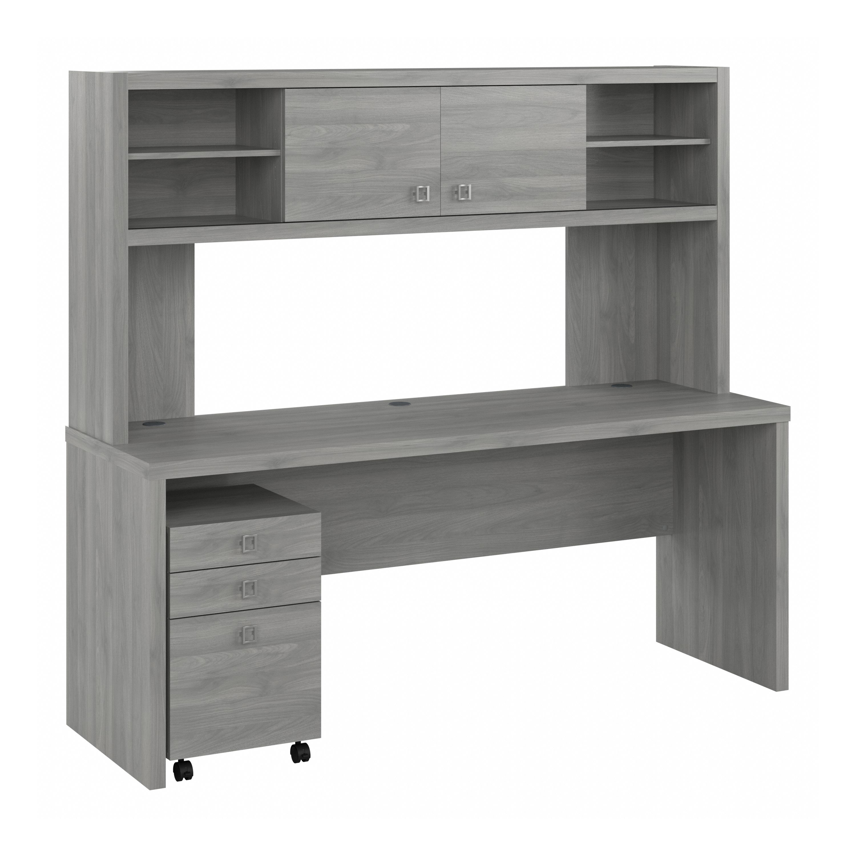 Shop Bush Business Furniture Echo 72W Computer Desk with Hutch and 3 Drawer Mobile File Cabinet 02 ECH048MG #color_modern gray