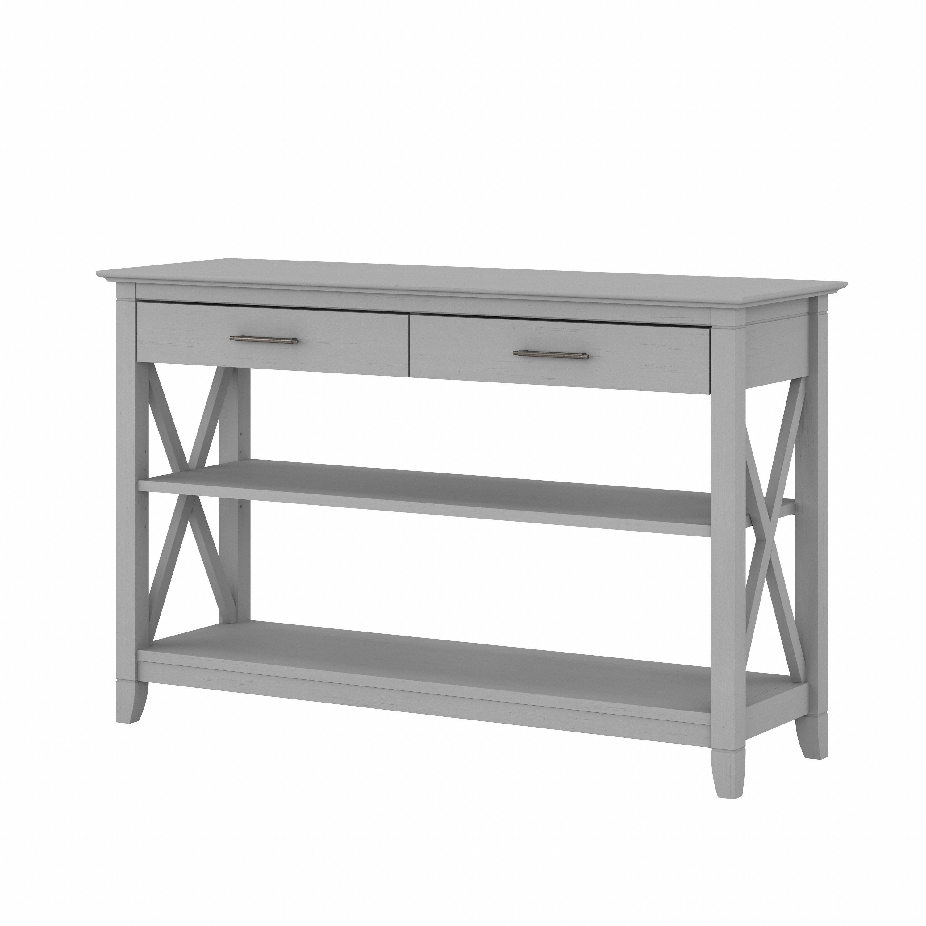 Shop Bush Furniture Key West Console Table with Drawers and Shelves 02 KWT248CG-03 #color_cape cod gray