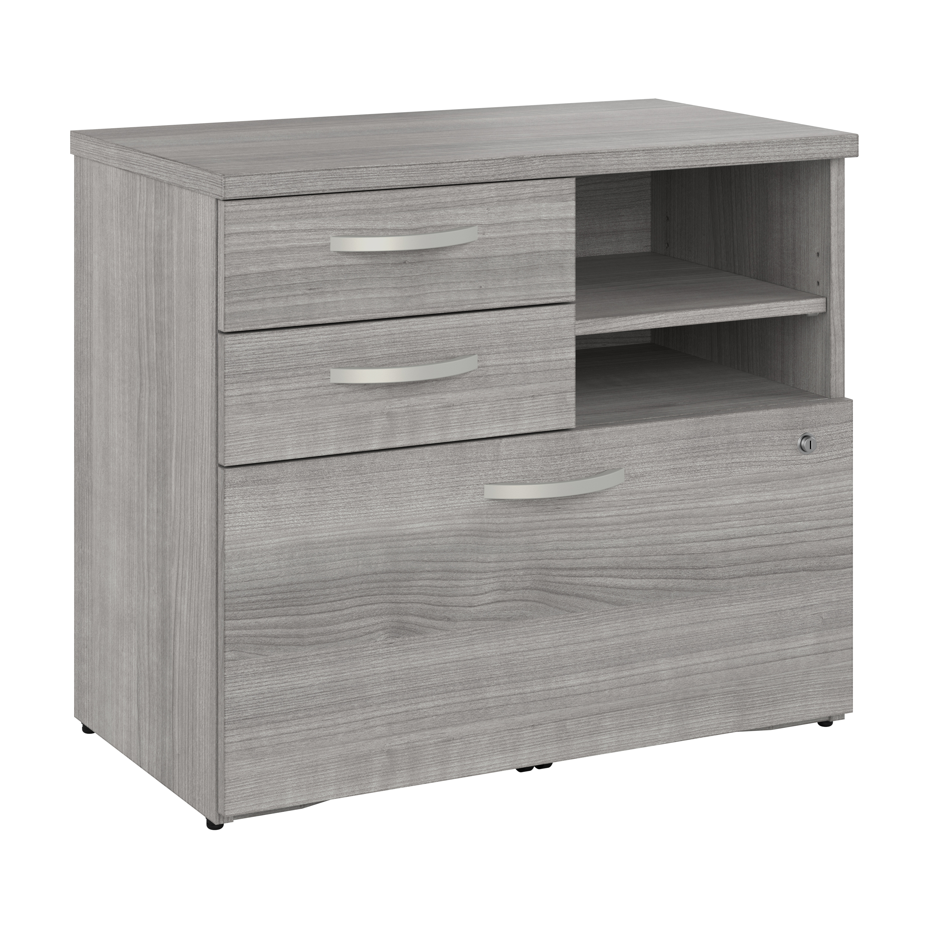 Shop Bush Business Furniture Hybrid Office Storage Cabinet with Drawers and Shelves 02 HYF130PGSU-Z #color_platinum gray