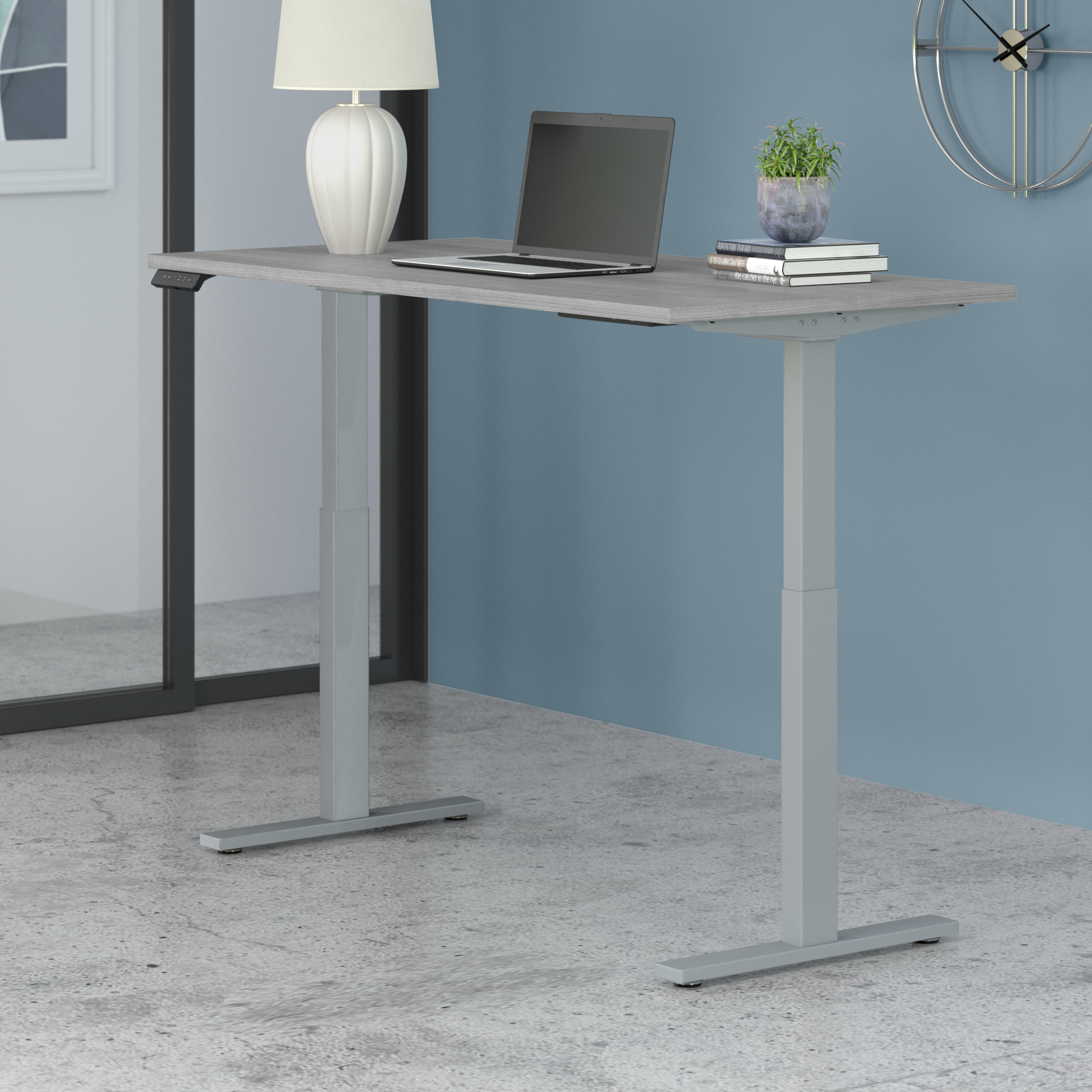Shop Move 60 Series by Bush Business Furniture 60W x 30D Height Adjustable Standing Desk 01 M6S6030PGSK #color_platinum gray/cool gray metallic