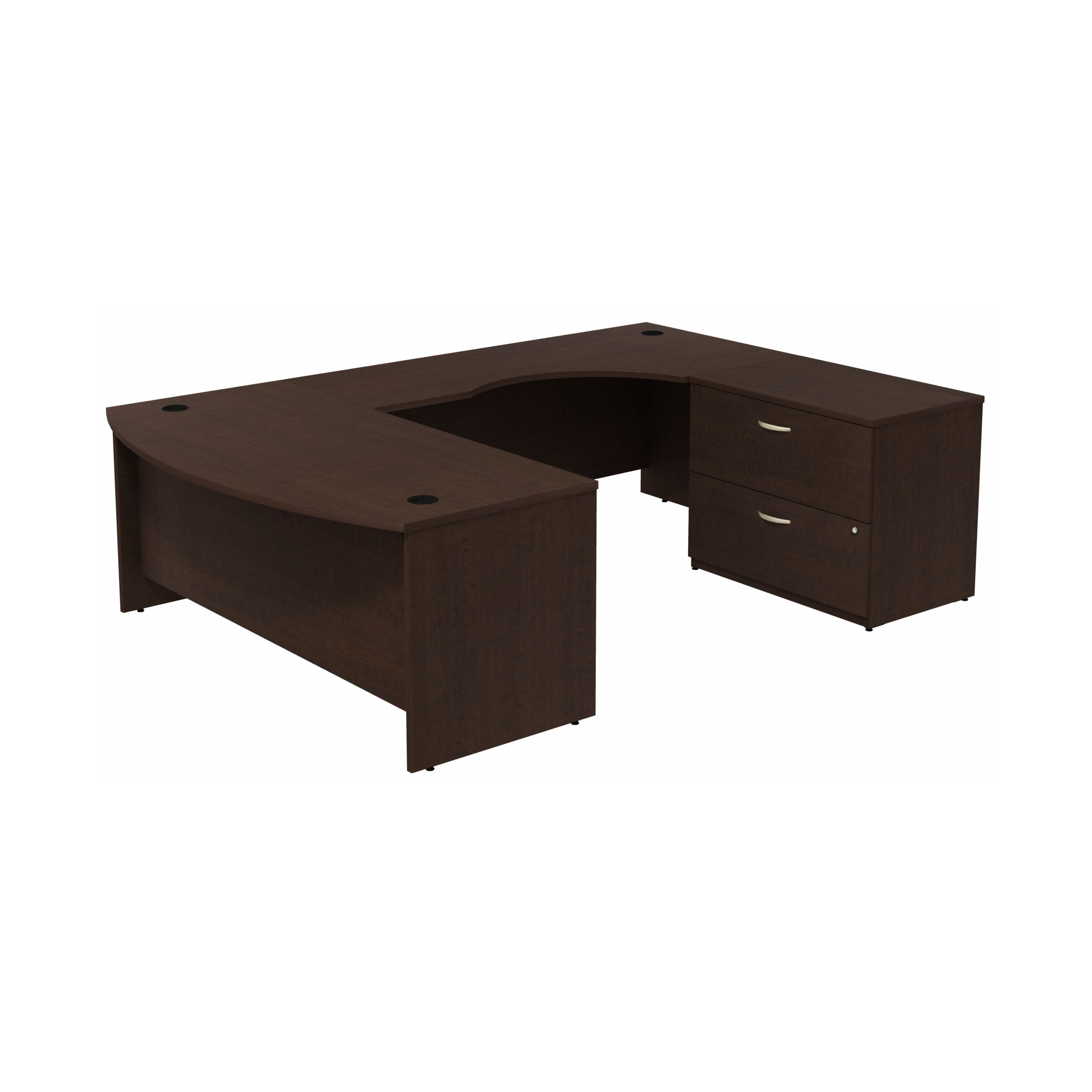 Shop Bush Business Furniture Series C Bow Front Right Handed U Shaped Desk with 2 Drawer Lateral File Cabinet 02 SRC019MRRSU #color_mocha cherry