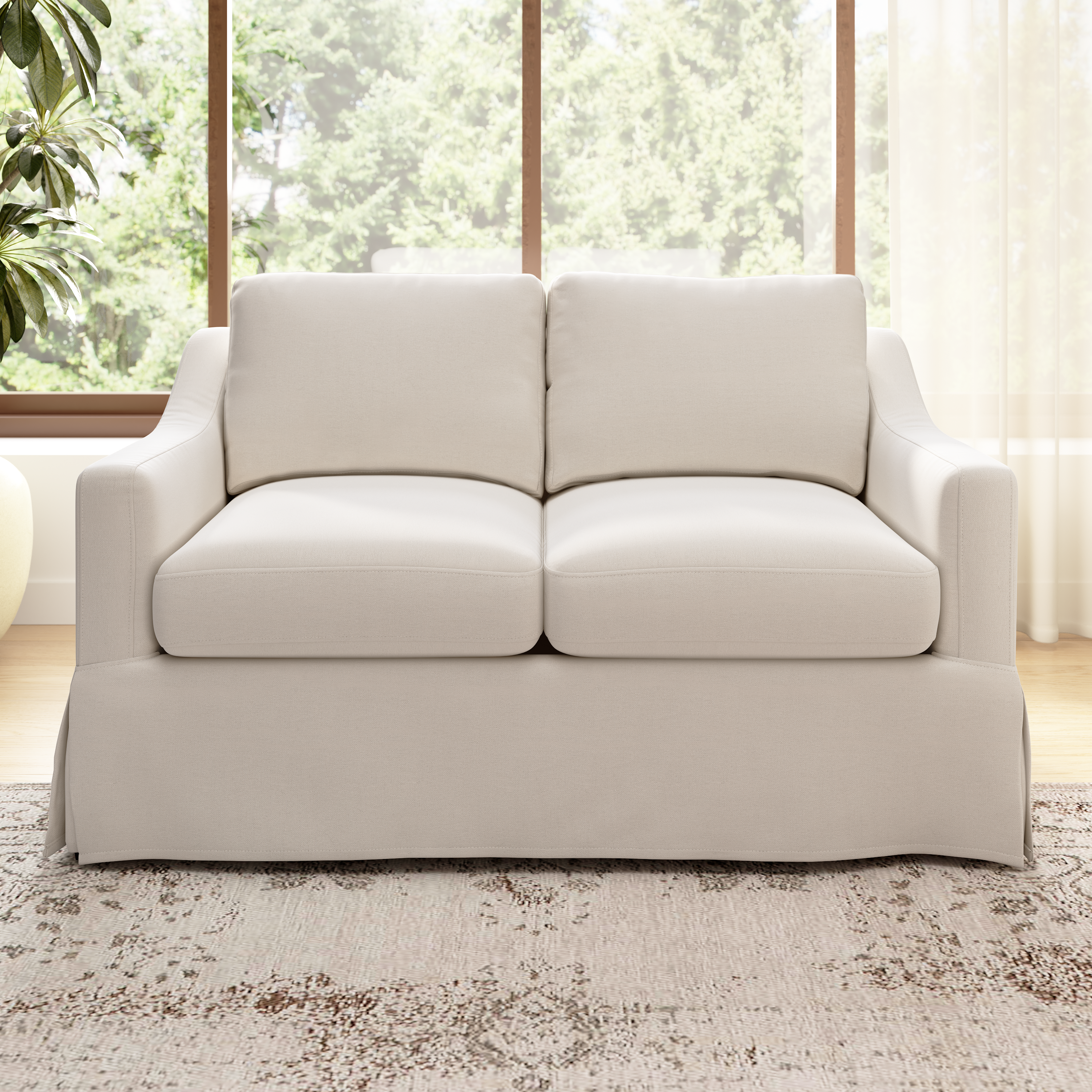 Shop Bush Home Harper 57W Loveseat with Slipcover HAR011IYB 2 #color_ivory basketweave fabric