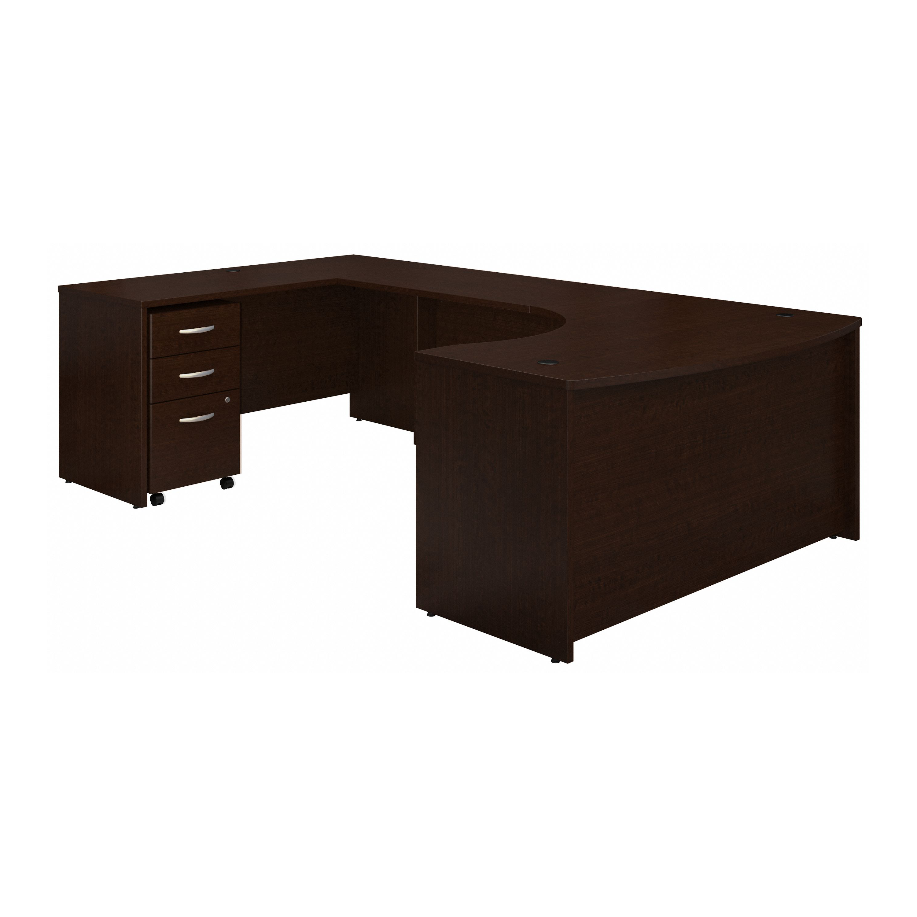Shop Bush Business Furniture Series C 60W Left Handed Bow Front U Shaped Desk with Mobile File Cabinet 02 SRC090MRSU #color_mocha cherry