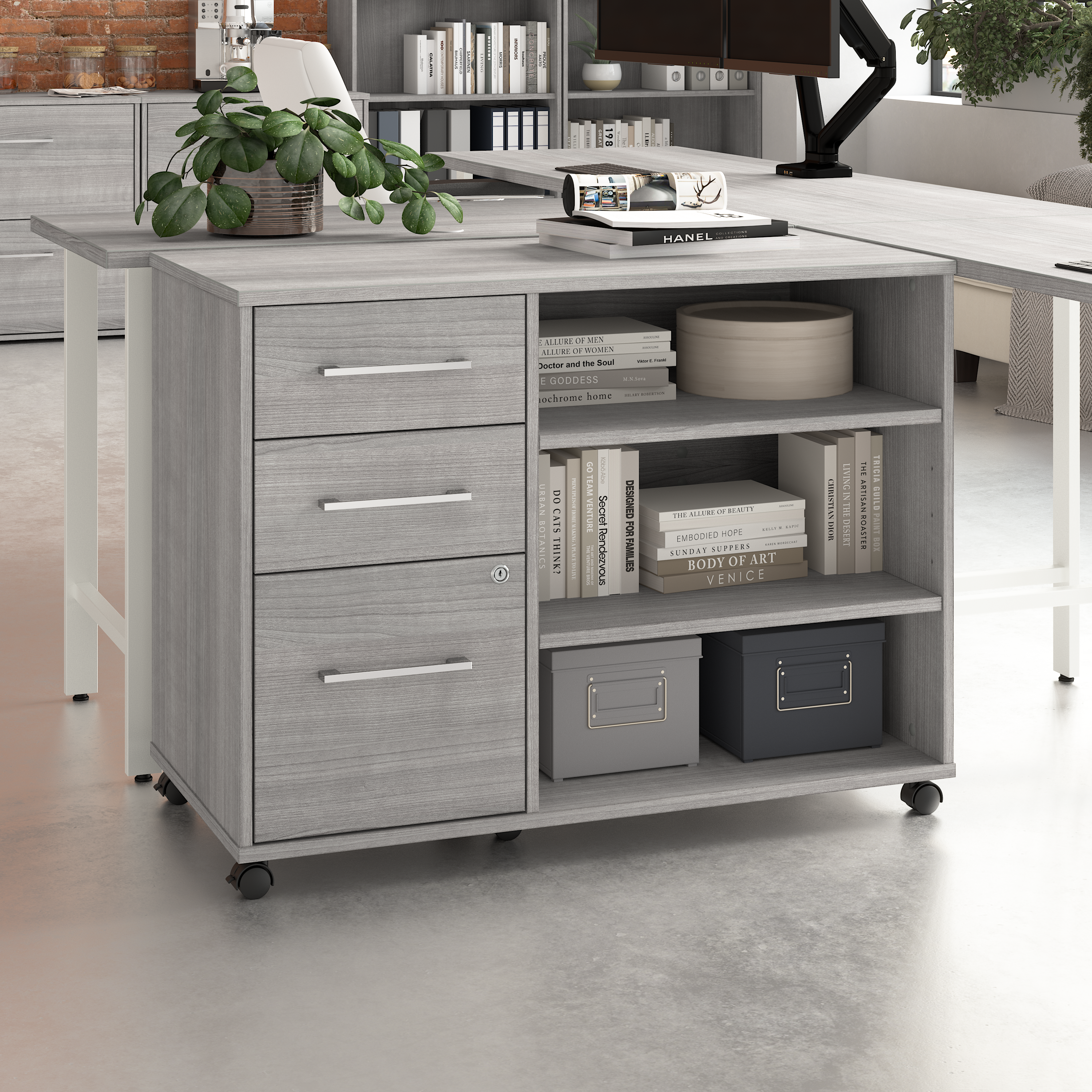Shop Bush Business Furniture Hustle Office Storage Cabinet with Wheels 01 HUF140PG #color_platinum gray
