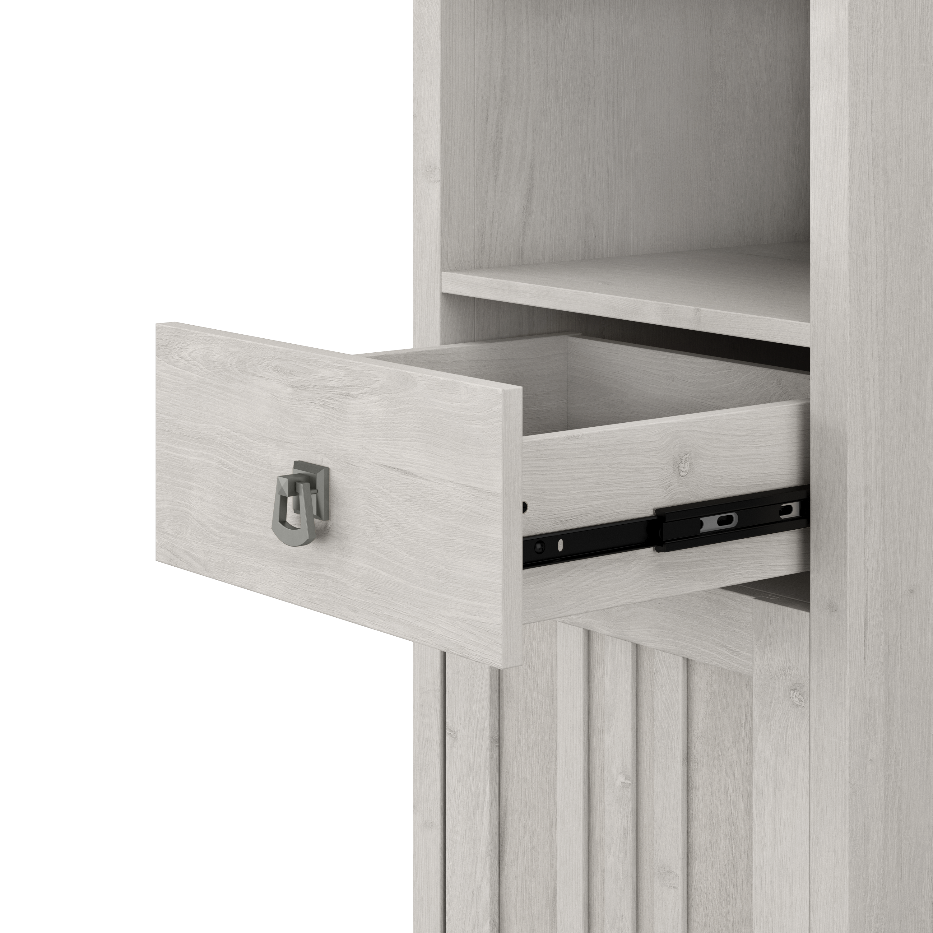 Shop Bush Furniture Salinas Tall Narrow Bookcase Cabinet 04 SAS168LW-Z #color_linen white oak