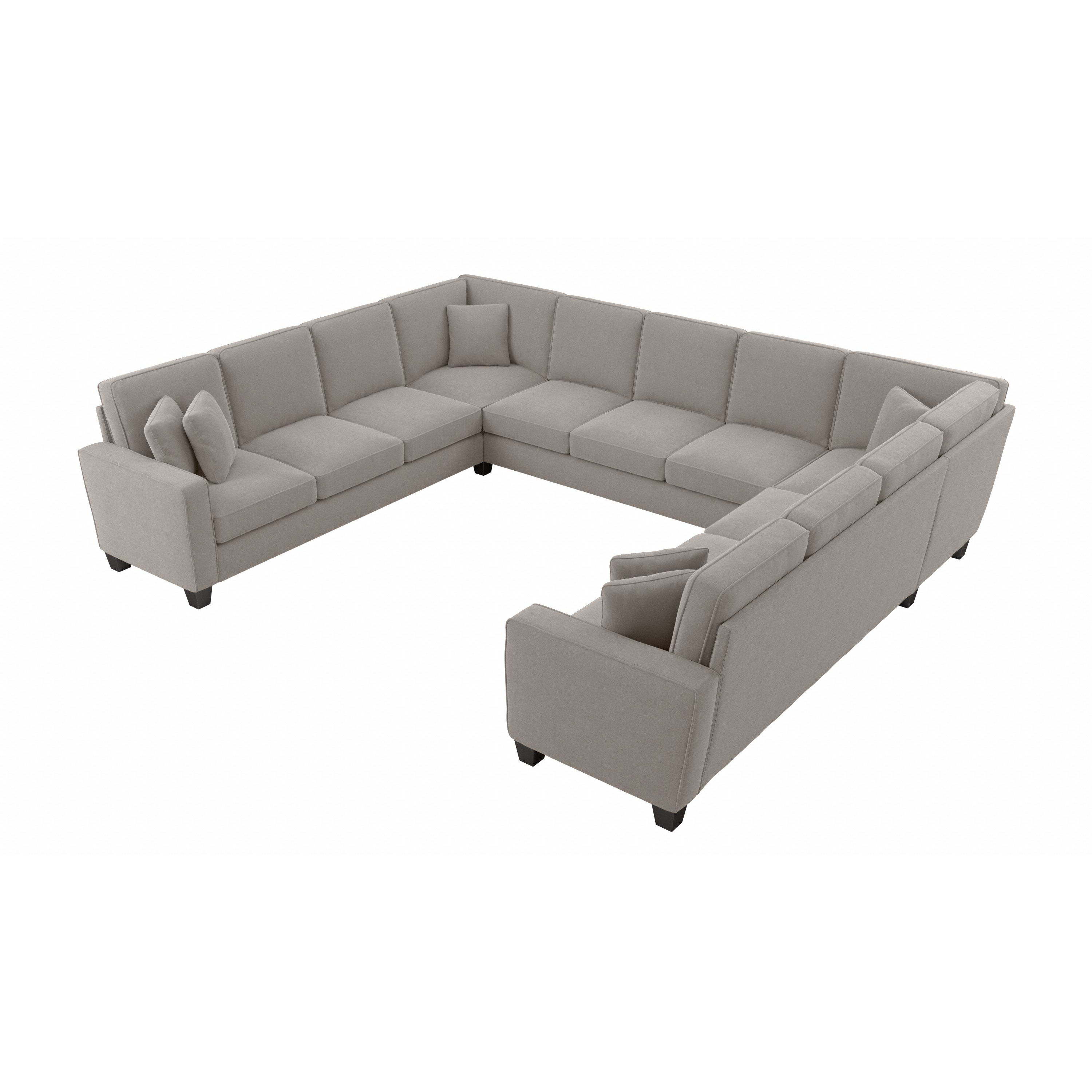 Shop Bush Furniture Stockton 137W U Shaped Sectional Couch 02 SNY135SBGH-03K #color_beige herringbone fabric