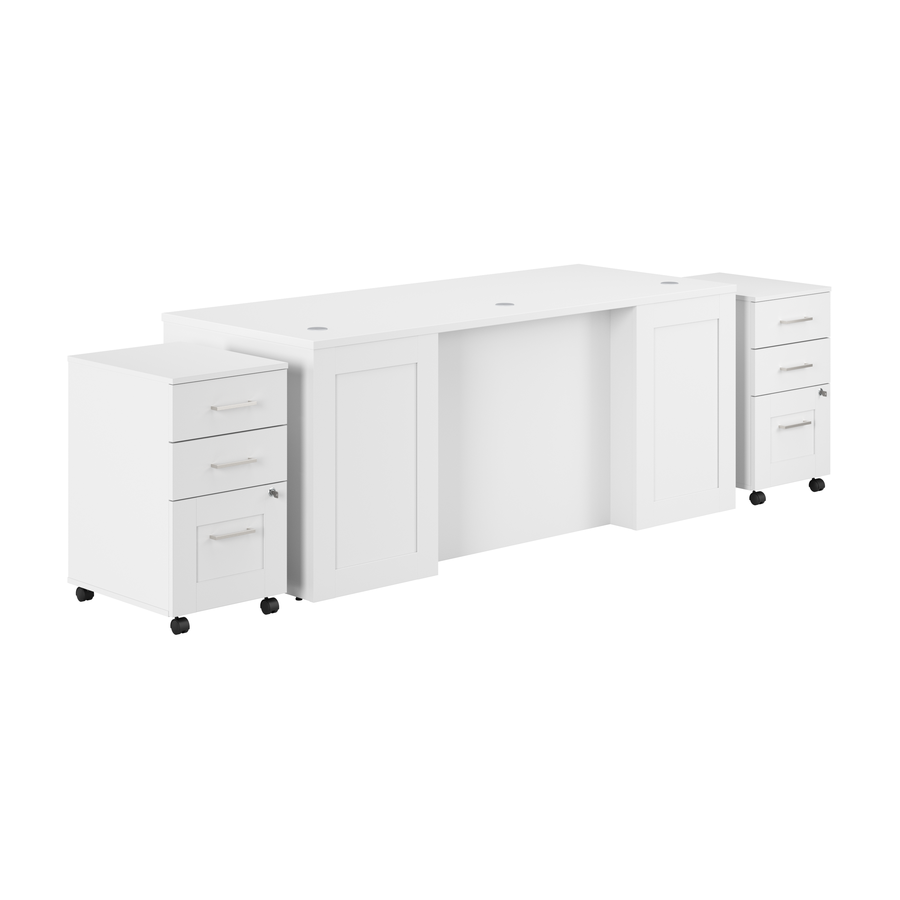 Shop Bush Business Furniture Hampton Heights 72W x 30D Executive Desk with Mobile File Cabinets 02 HHD016WH #color_white