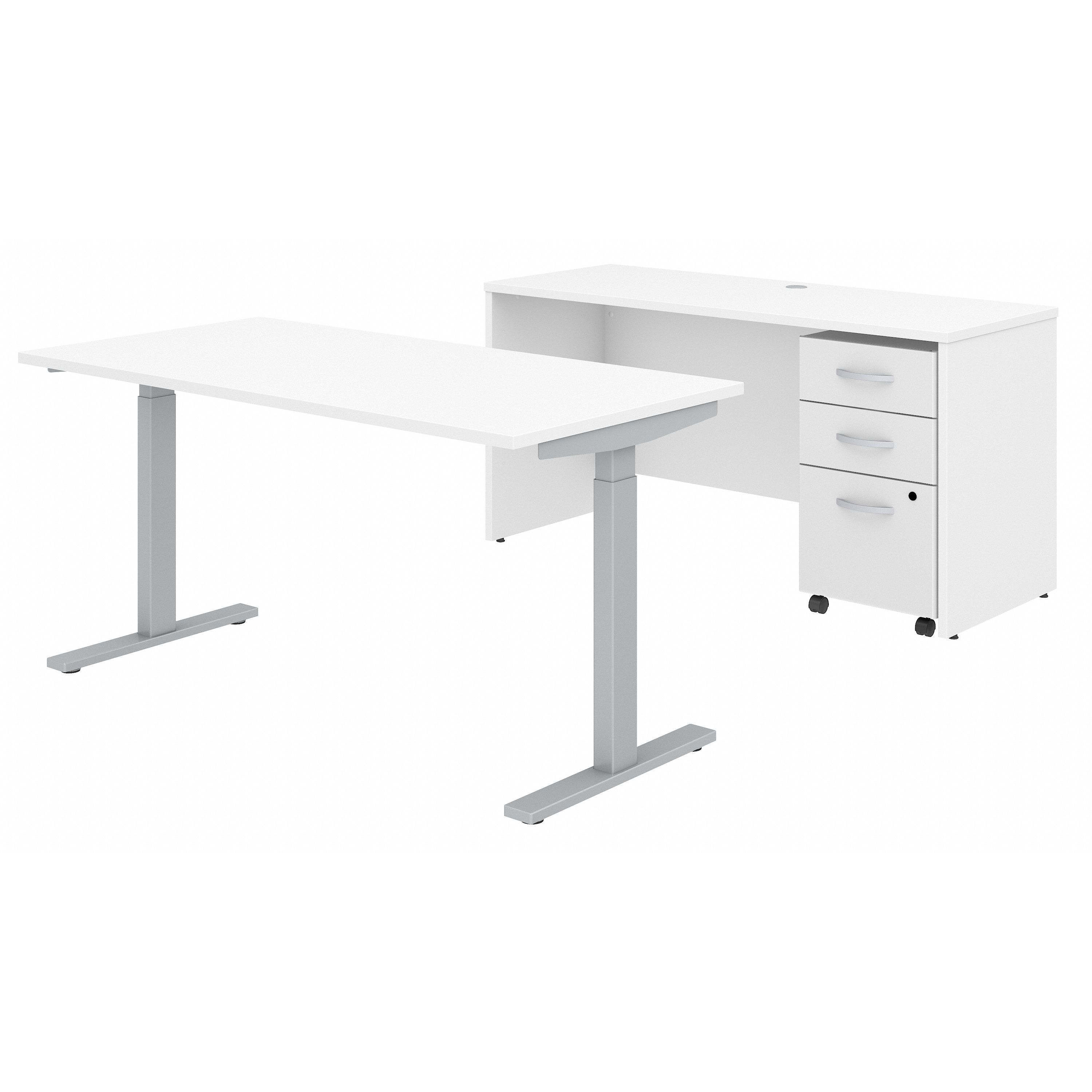 Shop Bush Business Furniture Studio C 60W x 30D Height Adjustable Standing Desk, Credenza and Mobile File Cabinet 02 STC017WHSU #color_white
