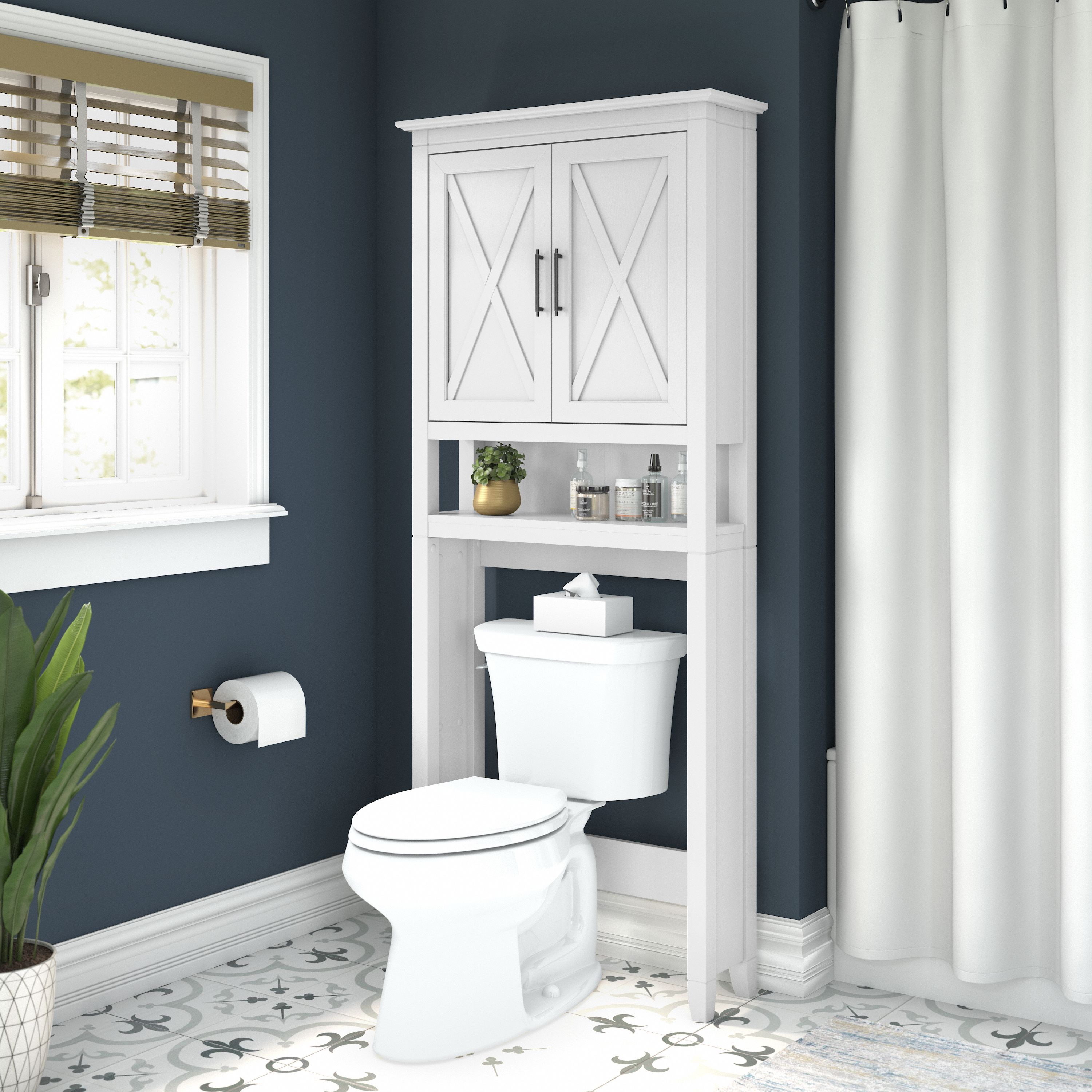 Shop Bush Furniture Key West Over The Toilet Storage Cabinet 01 KWS268WAS-03 #color_white ash