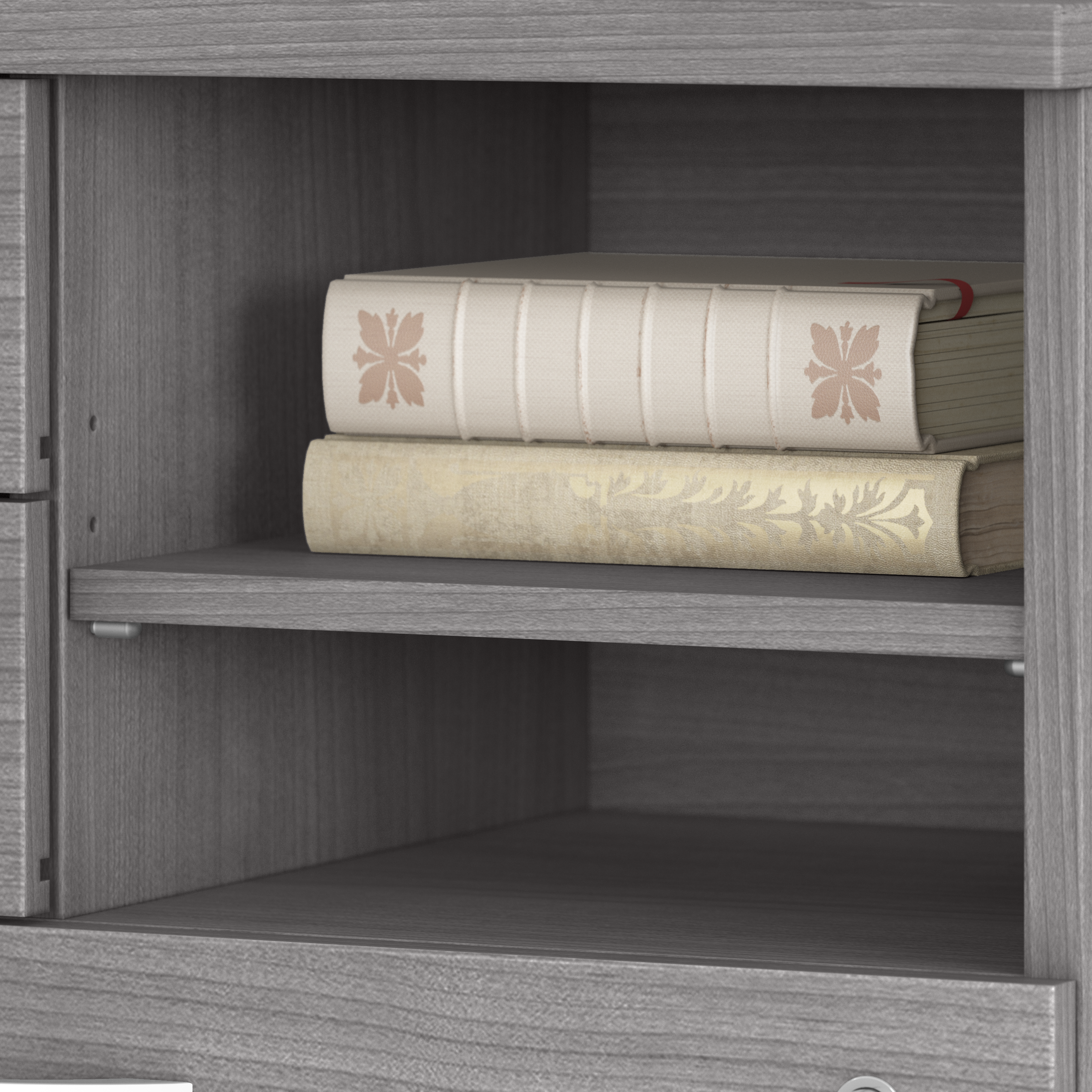 Shop Bush Business Furniture Studio C Office Storage Cabinet with Drawers and Shelves 04 SCF130PGSU #color_platinum gray