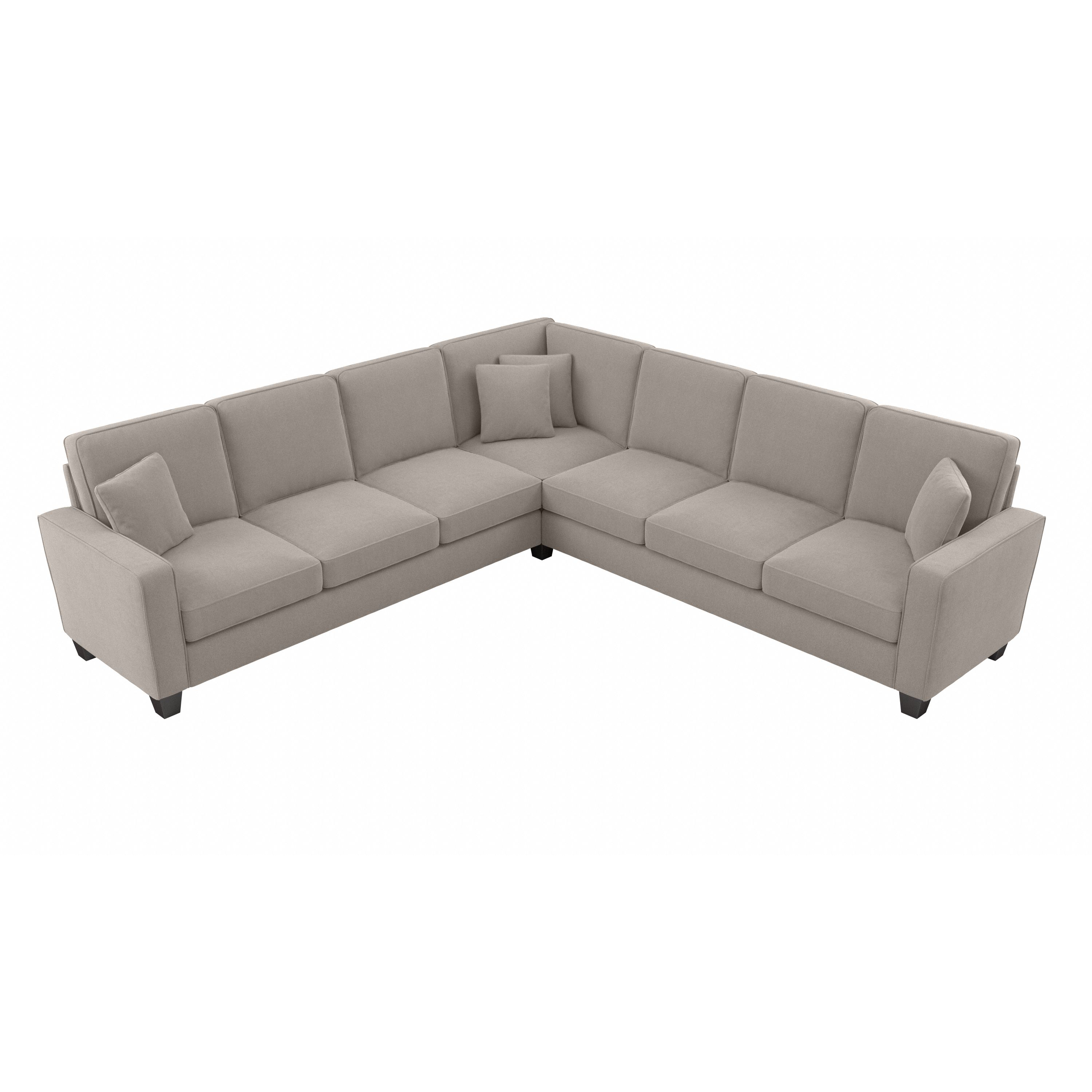 Shop Bush Furniture Stockton 111W L Shaped Sectional Couch 02 SNY110SBGH-03K #color_beige herringbone fabric