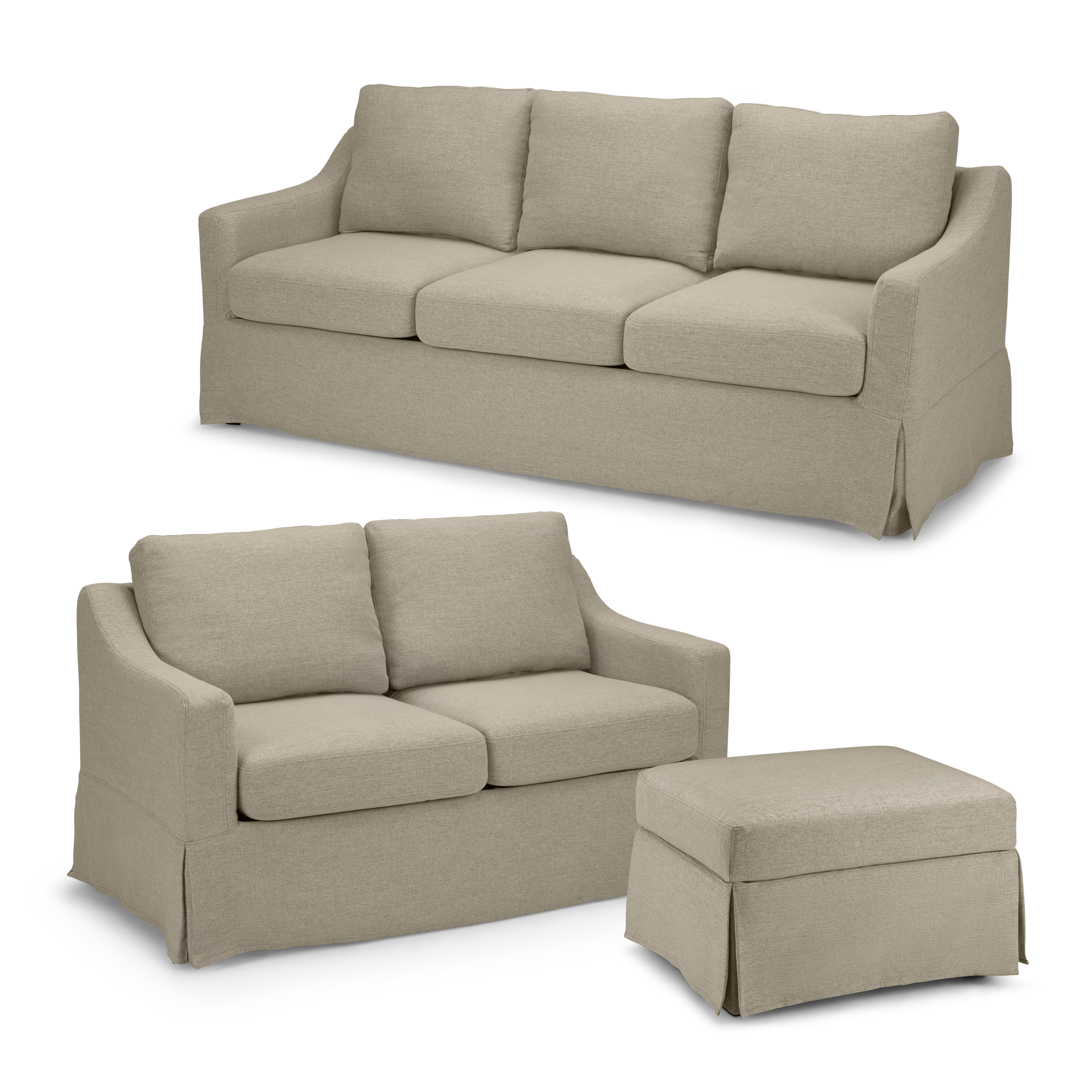 Shop Bush Home Harper 80W Sofa, 57W Loveseat, and Storage Ottoman with Slipcovers HAR005SDB 1 #color_sand basketweave fabric