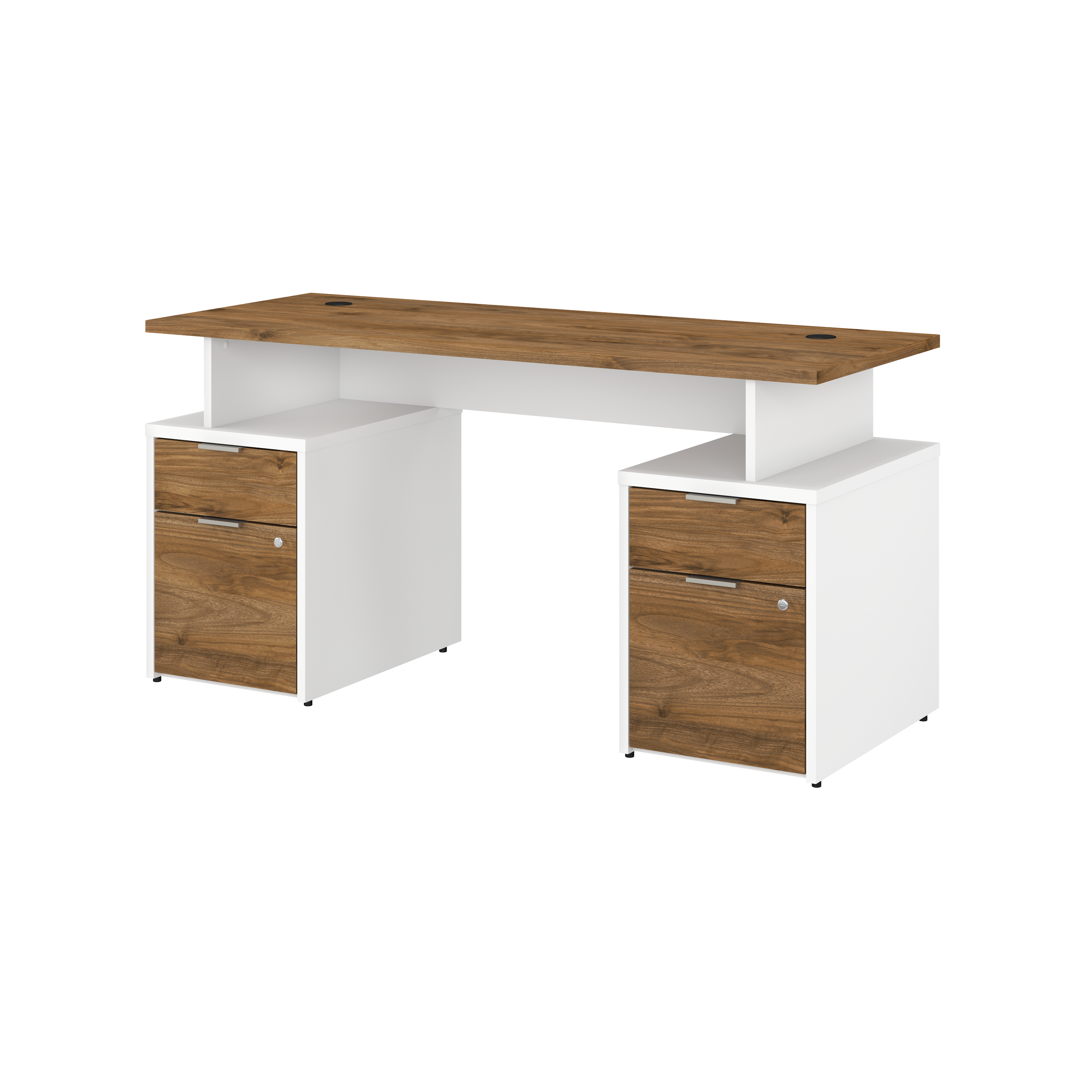Shop Bush Business Furniture Jamestown 60W Desk with 4 Drawers 02 JTN017FWWHSU #color_fresh walnut/white