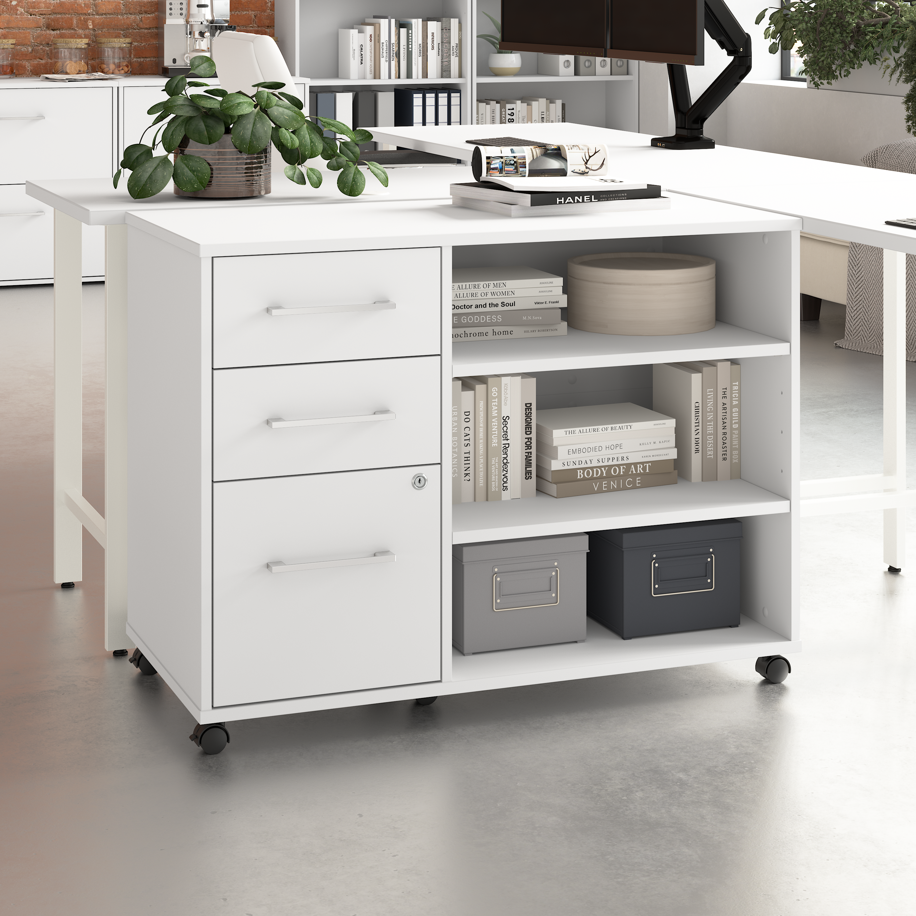 Shop Bush Business Furniture Hustle Office Storage Cabinet with Wheels 01 HUF140WH #color_white