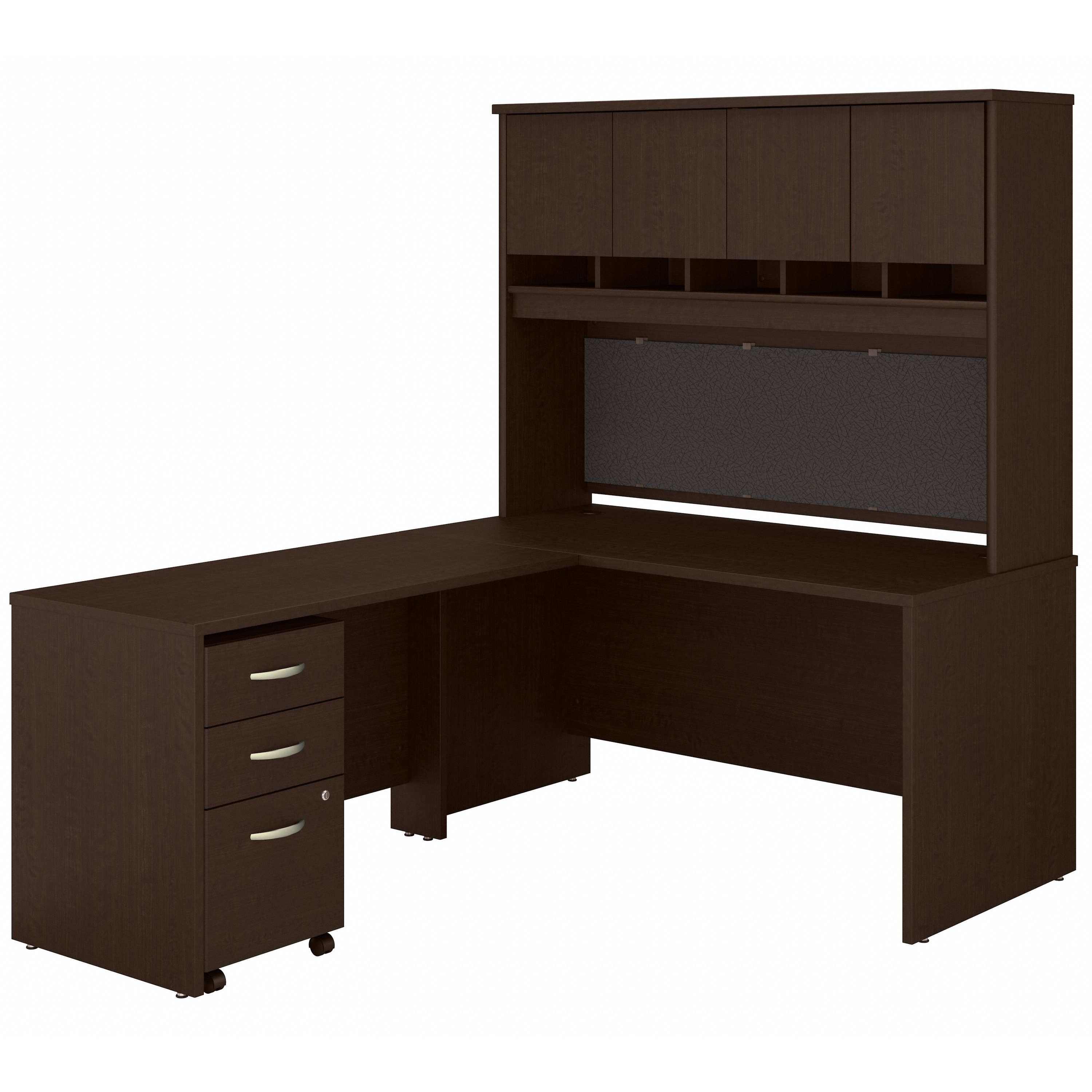 Shop Bush Business Furniture Series C 60W L Shaped Desk with Hutch and Mobile File Cabinet 02 SRC147MRSU #color_mocha cherry