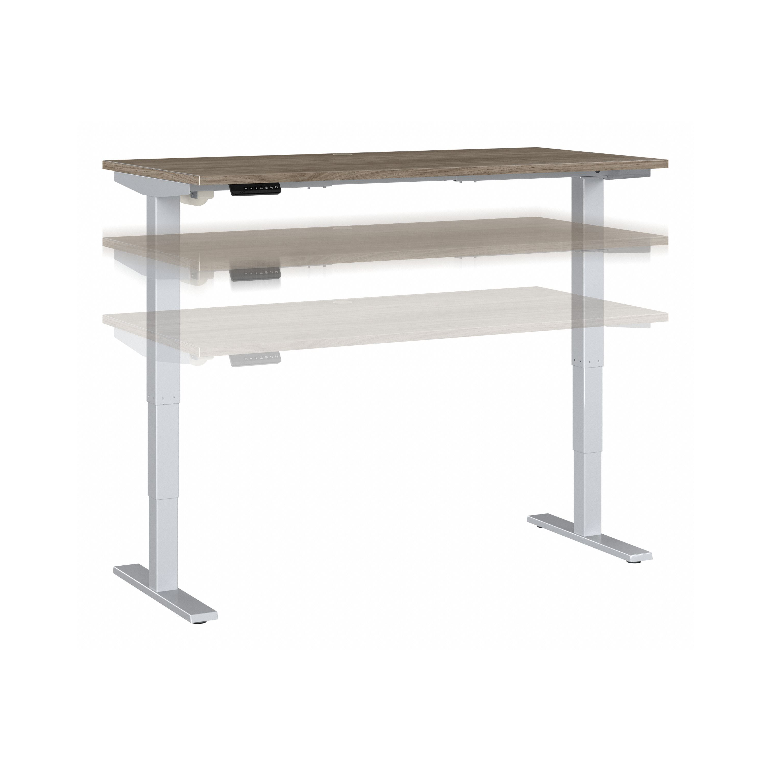 Shop Move 40 Series by Bush Business Furniture 60W x 30D Electric Height Adjustable Standing Desk 02 M4S6030MHSK #color_modern hickory/cool gray metallic