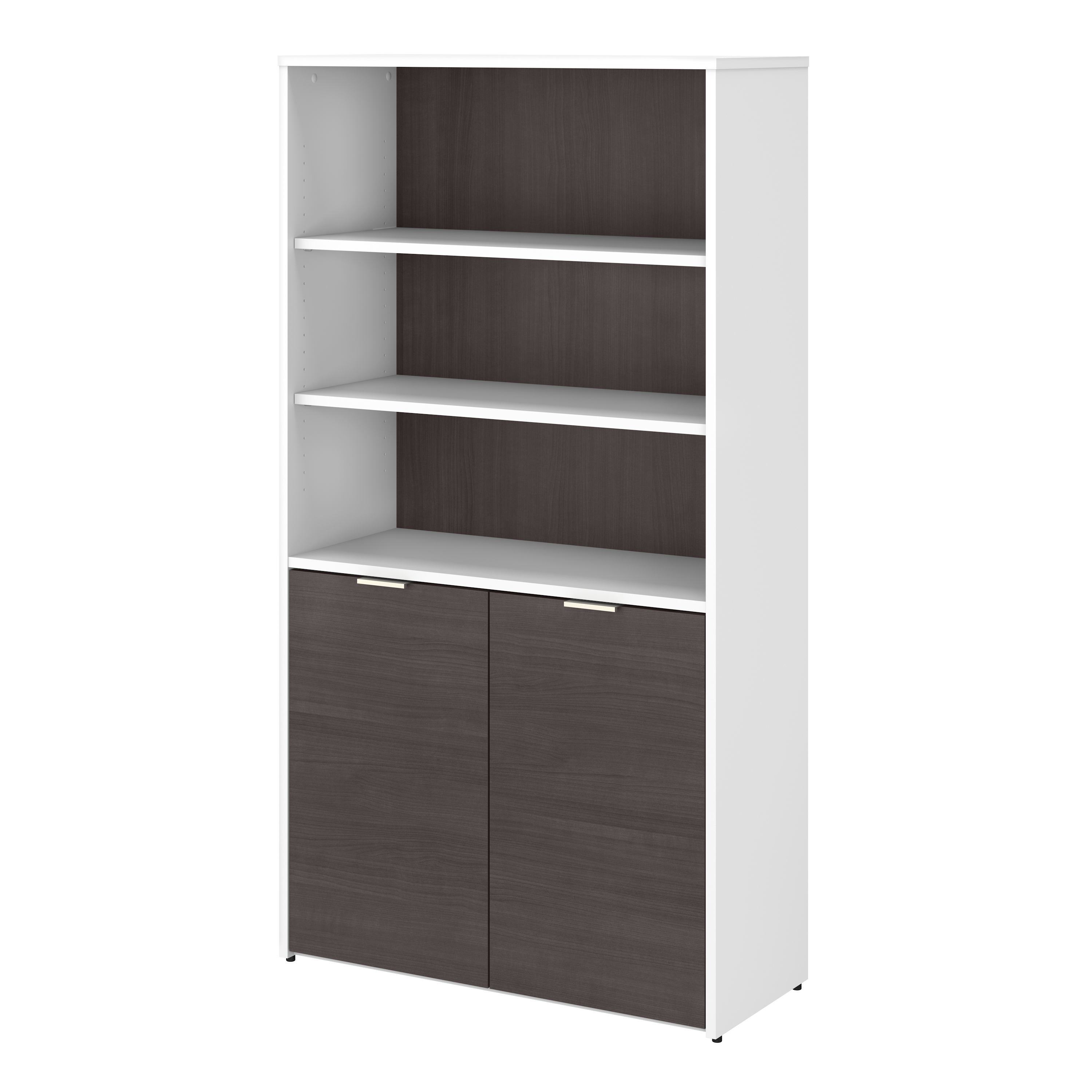 Shop Bush Business Furniture Jamestown 5 Shelf Bookcase with Doors 02 JTB136SGWH #color_storm gray/white