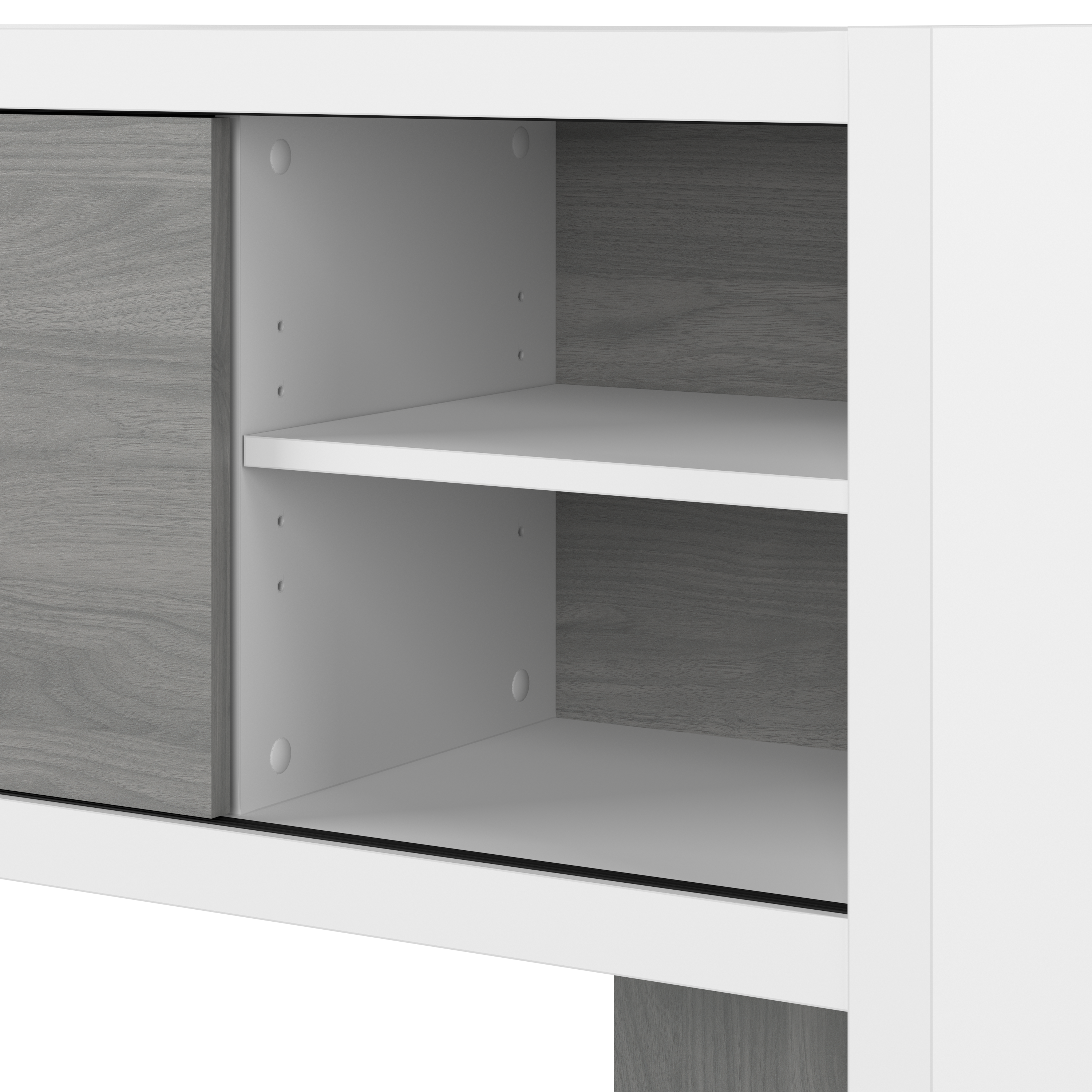Shop Bush Business Furniture Echo 60W Credenza Desk with Hutch 04 ECH030WHMG #color_pure white/modern gray