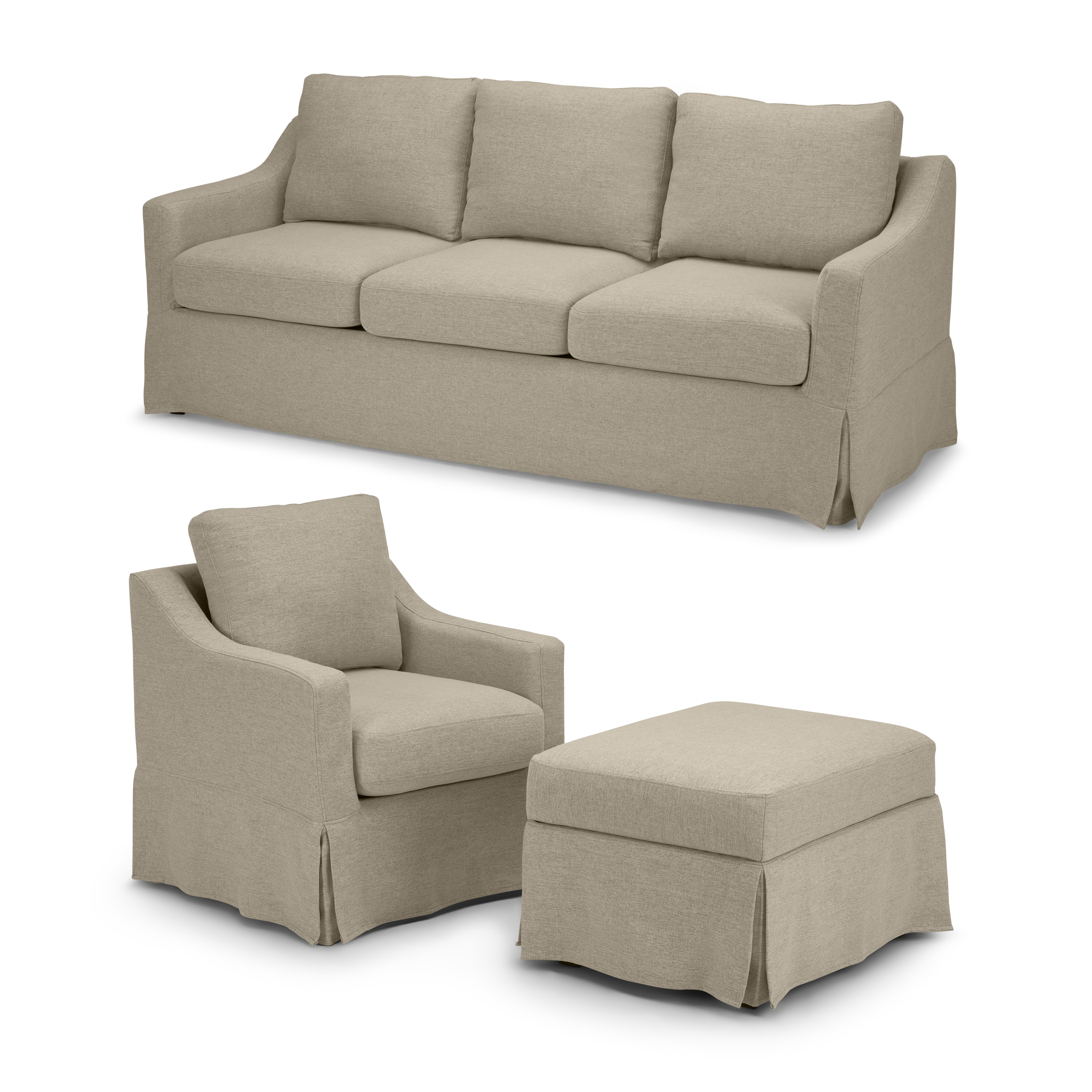 Shop Bush Home Harper 80W Sofa, Swivel Accent Chair, and Storage Ottoman with Slipcovers HAR006SDB 1 #color_sand basketweave fabric