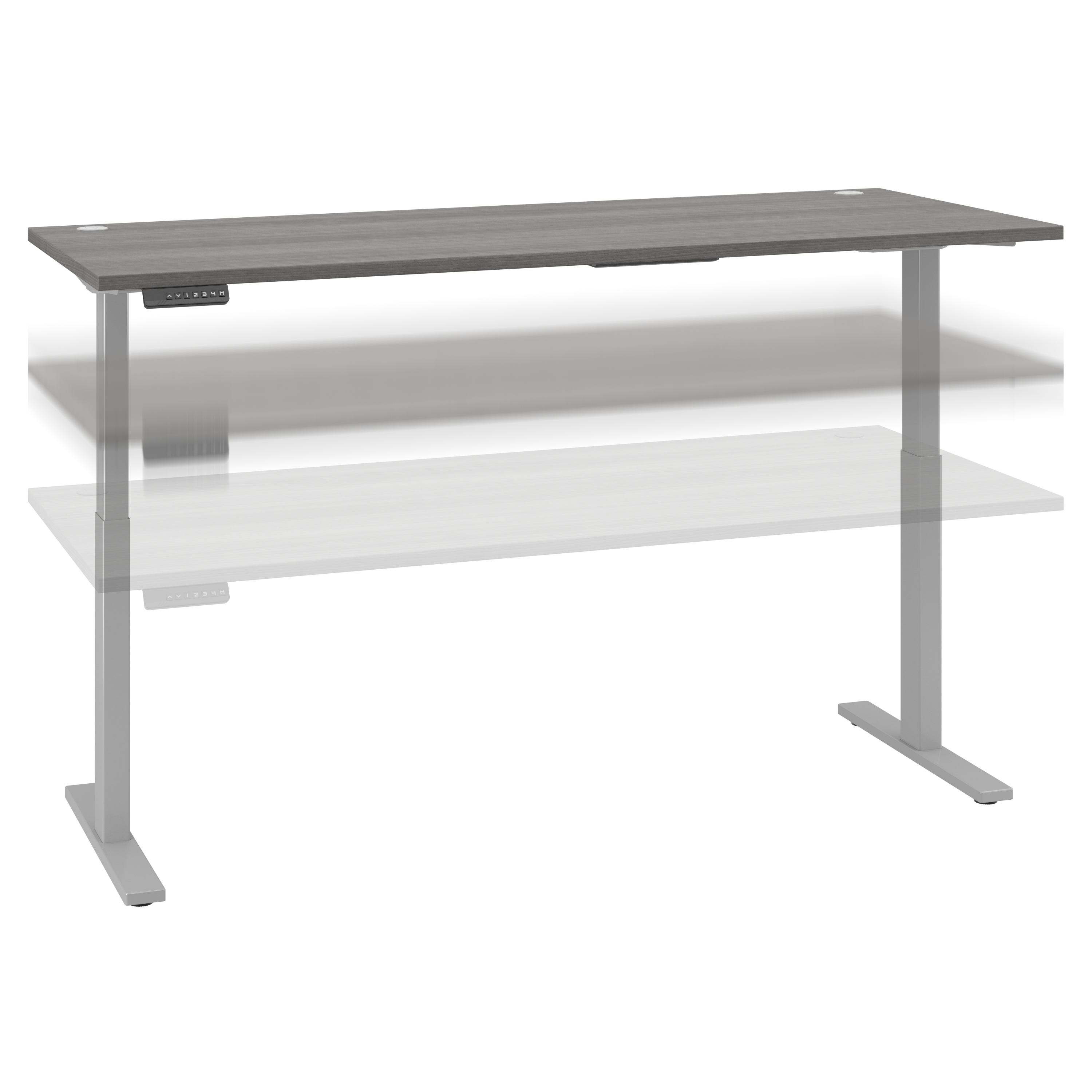 Shop Move 60 Series by Bush Business Furniture 72W x 30D Height Adjustable Standing Desk 02 M6S7230PGSK #color_platinum gray/cool gray metallic