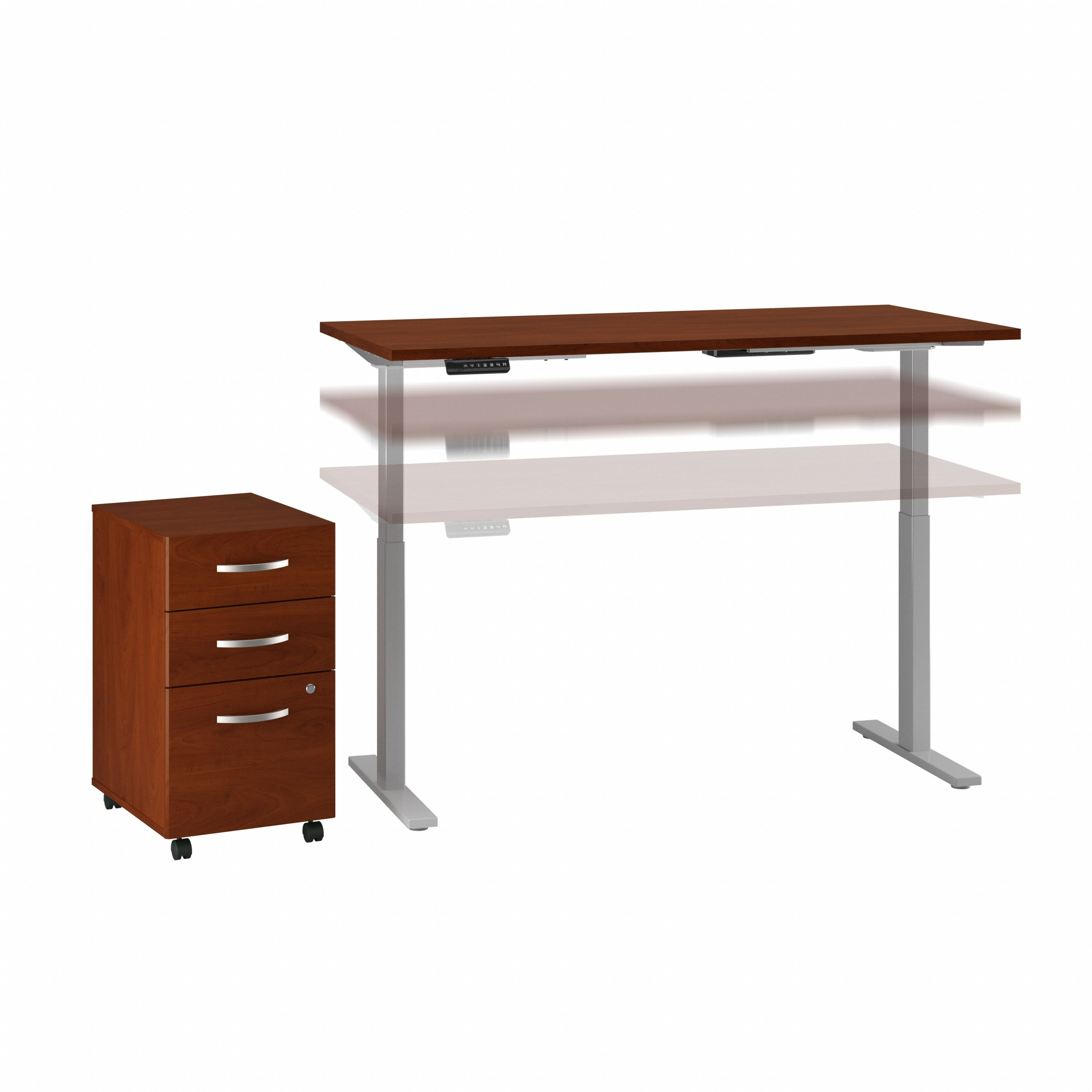 Shop Move 60 Series by Bush Business Furniture 60W x 30D Height Adjustable Standing Desk with Storage 02 M6S011HC #color_hansen cherry/cool gray metallic