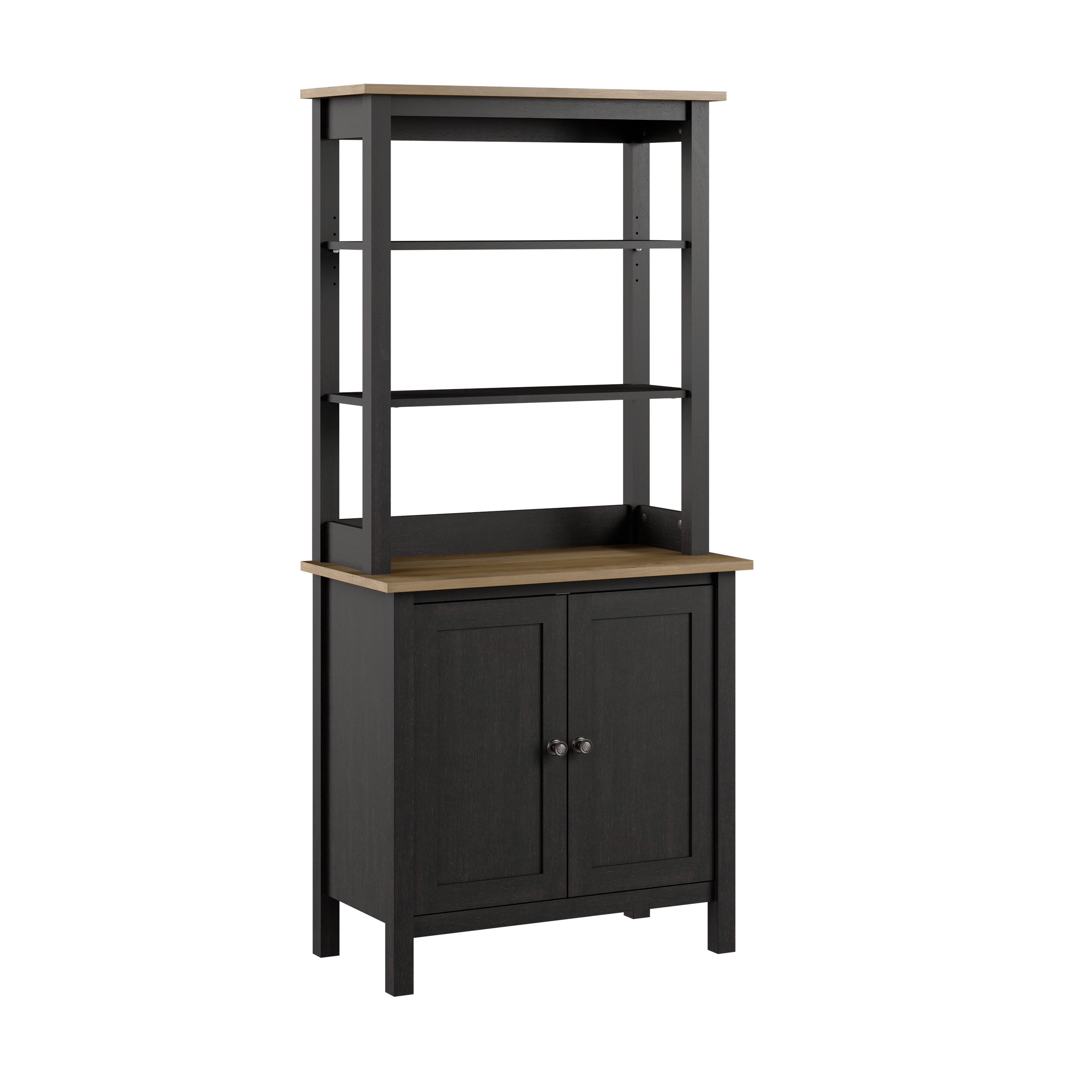 Shop Bush Furniture Mayfield 5 Shelf Bookcase with Doors 02 MAY019V2P #color_vintage black/reclaimed pine