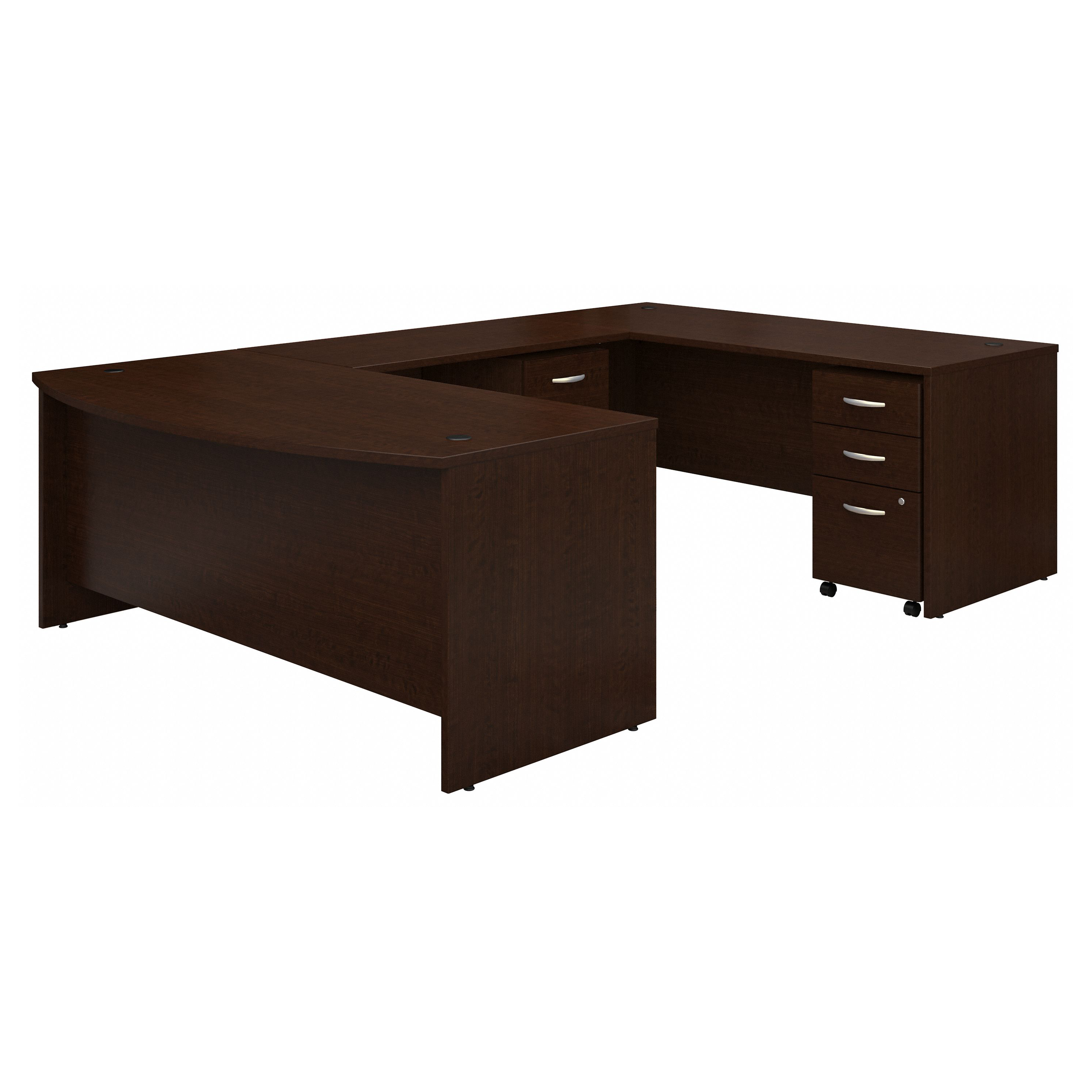 Shop Bush Business Furniture Series C 72W x 36D Bow Front U Shaped Desk with Mobile File Cabinets 02 SRC043MRSU #color_mocha cherry