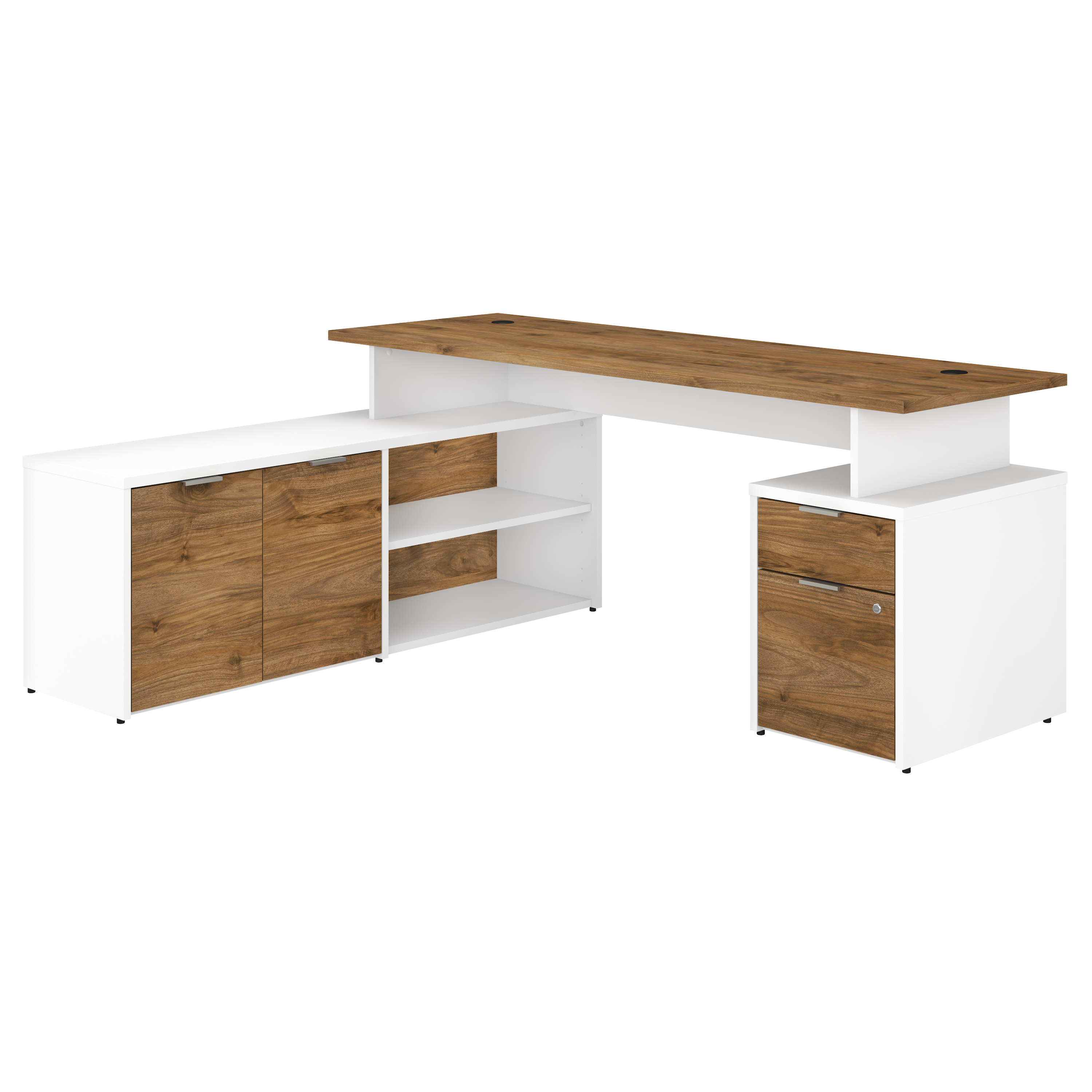 Shop Bush Business Furniture Jamestown 72W L Shaped Desk with Drawers 02 JTN009FWWHSU #color_fresh walnut/white
